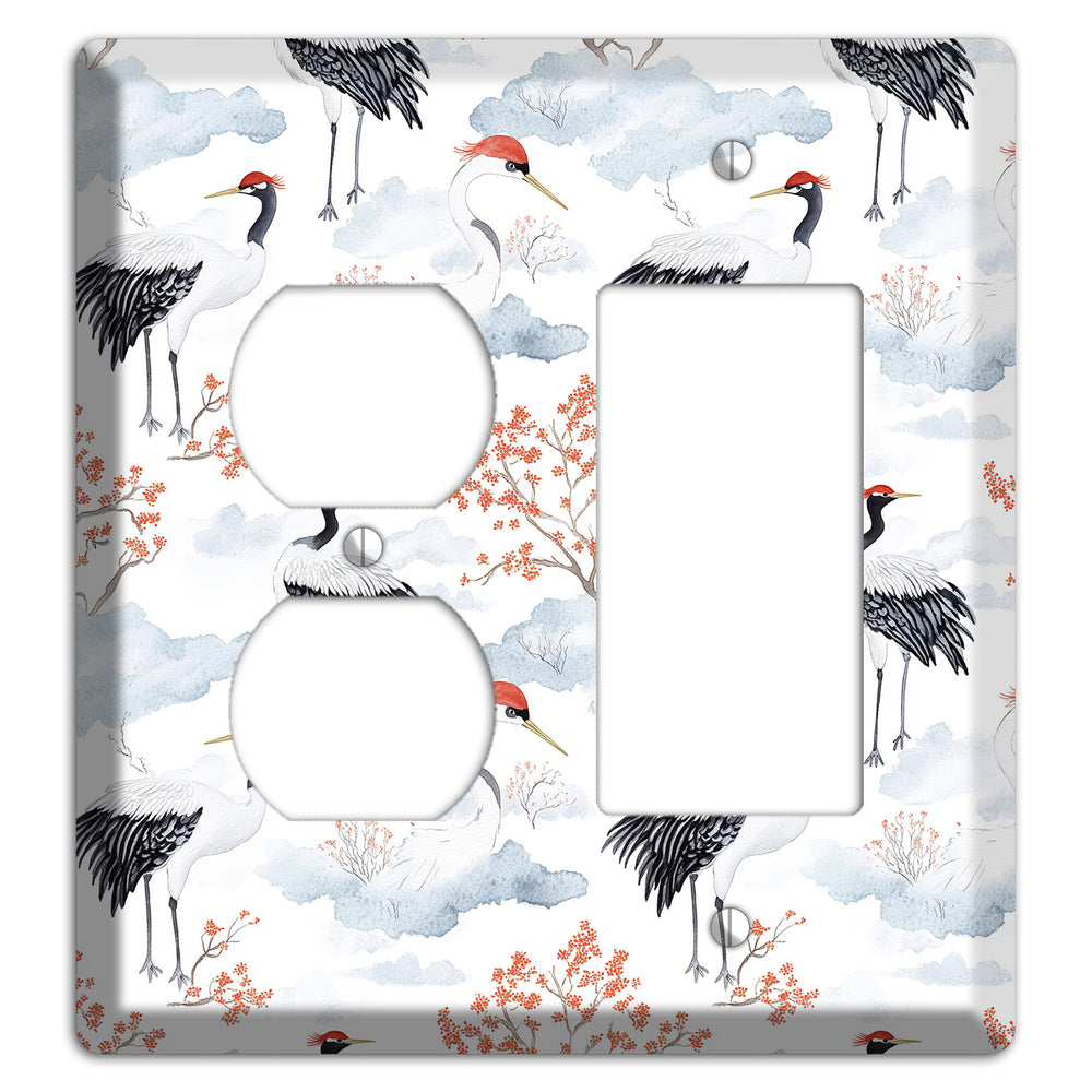 Crimson Crown Cranes Duplex / Rocker Wallplate
