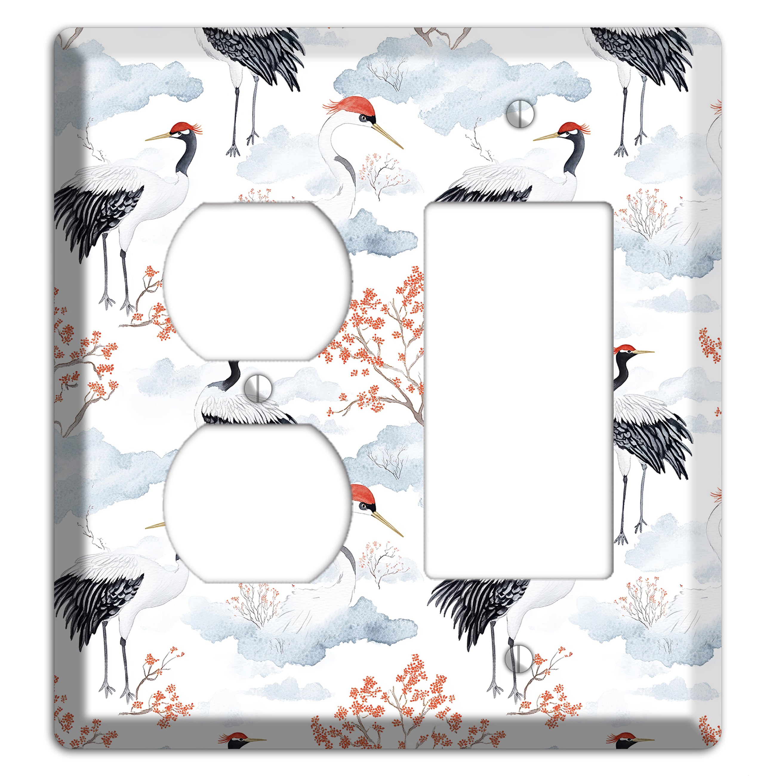 Crimson Crown Cranes Duplex / Rocker Wallplate