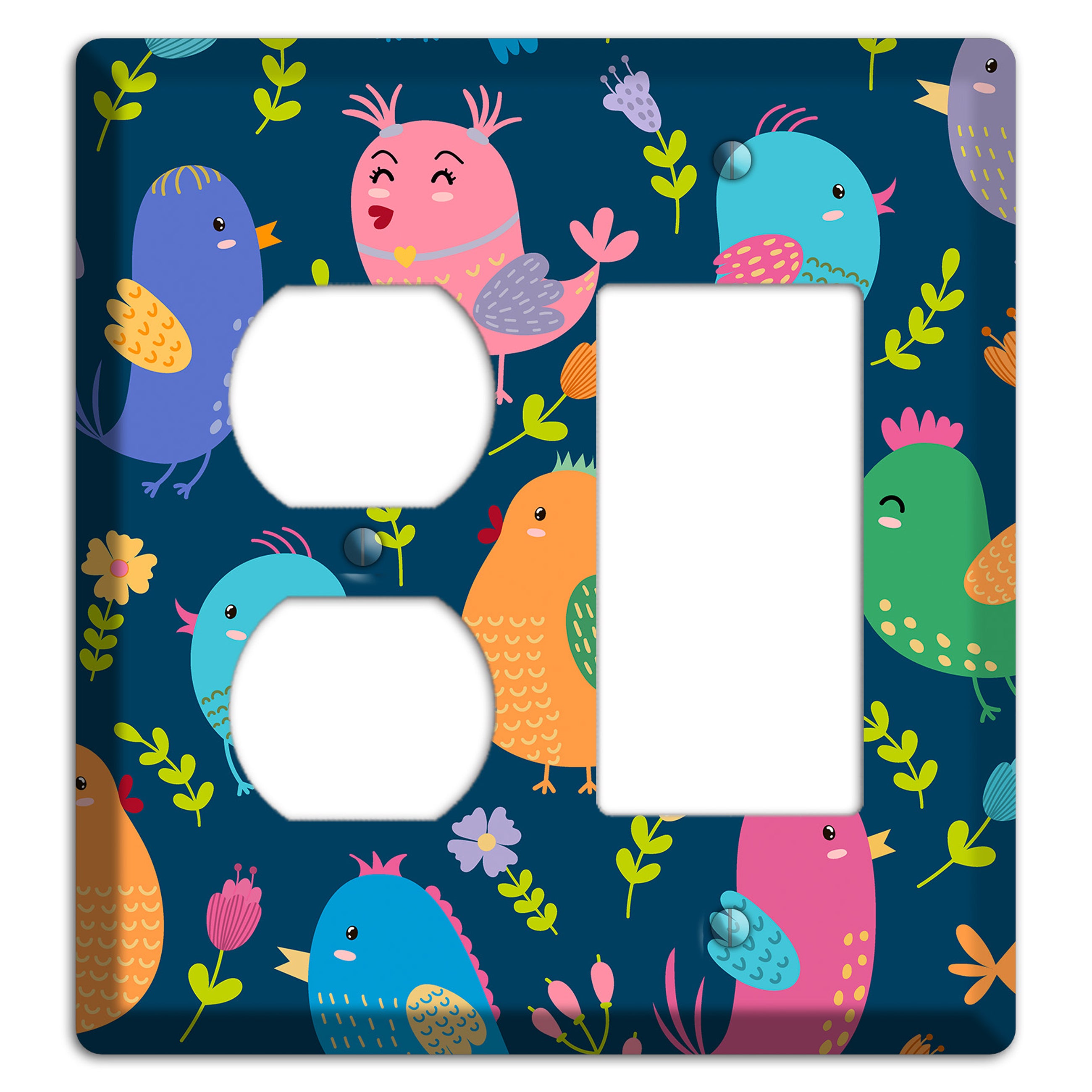 Jungle Chorus (Navy) Duplex / Rocker Wallplate