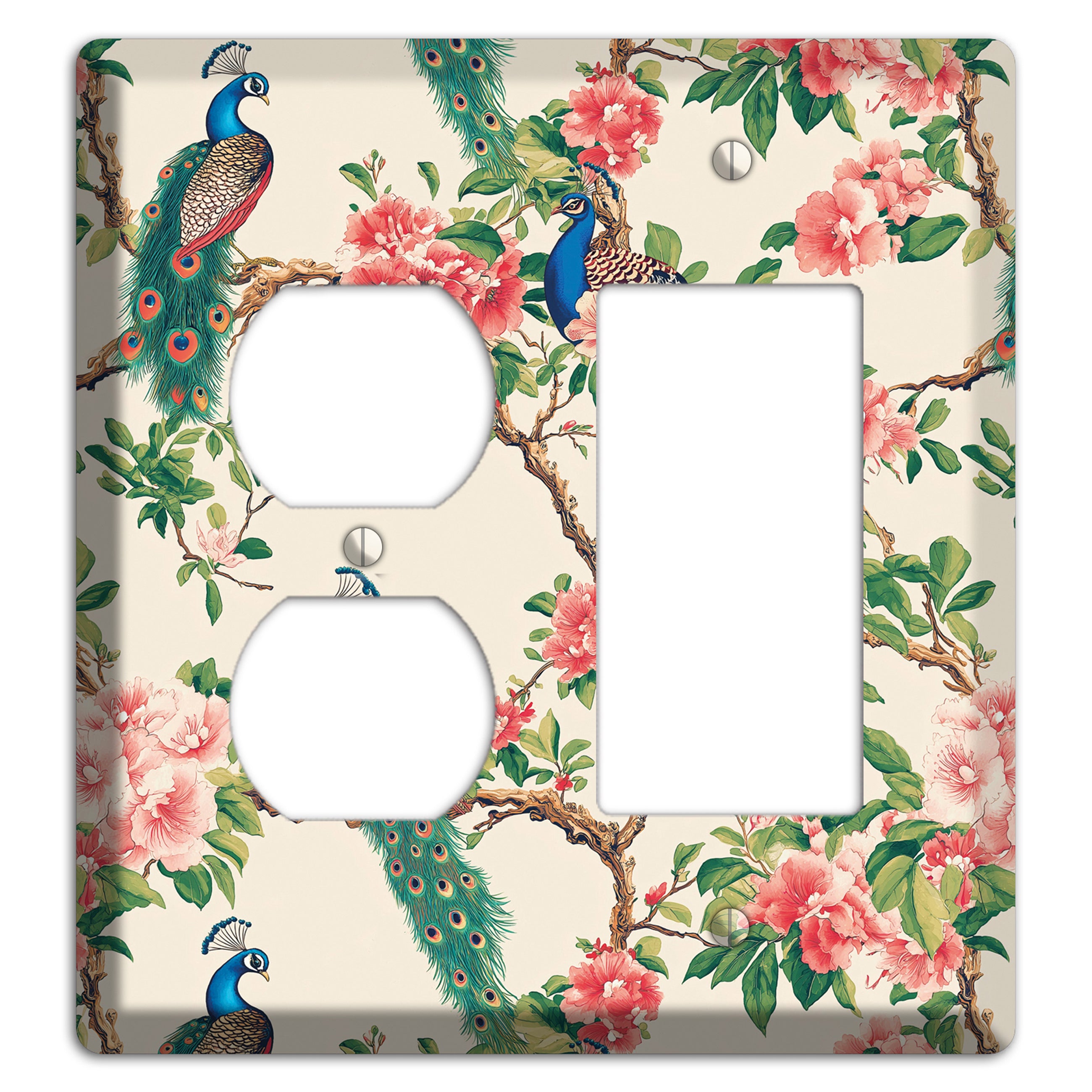 Peacock & Peony Court Duplex / Rocker Wallplate