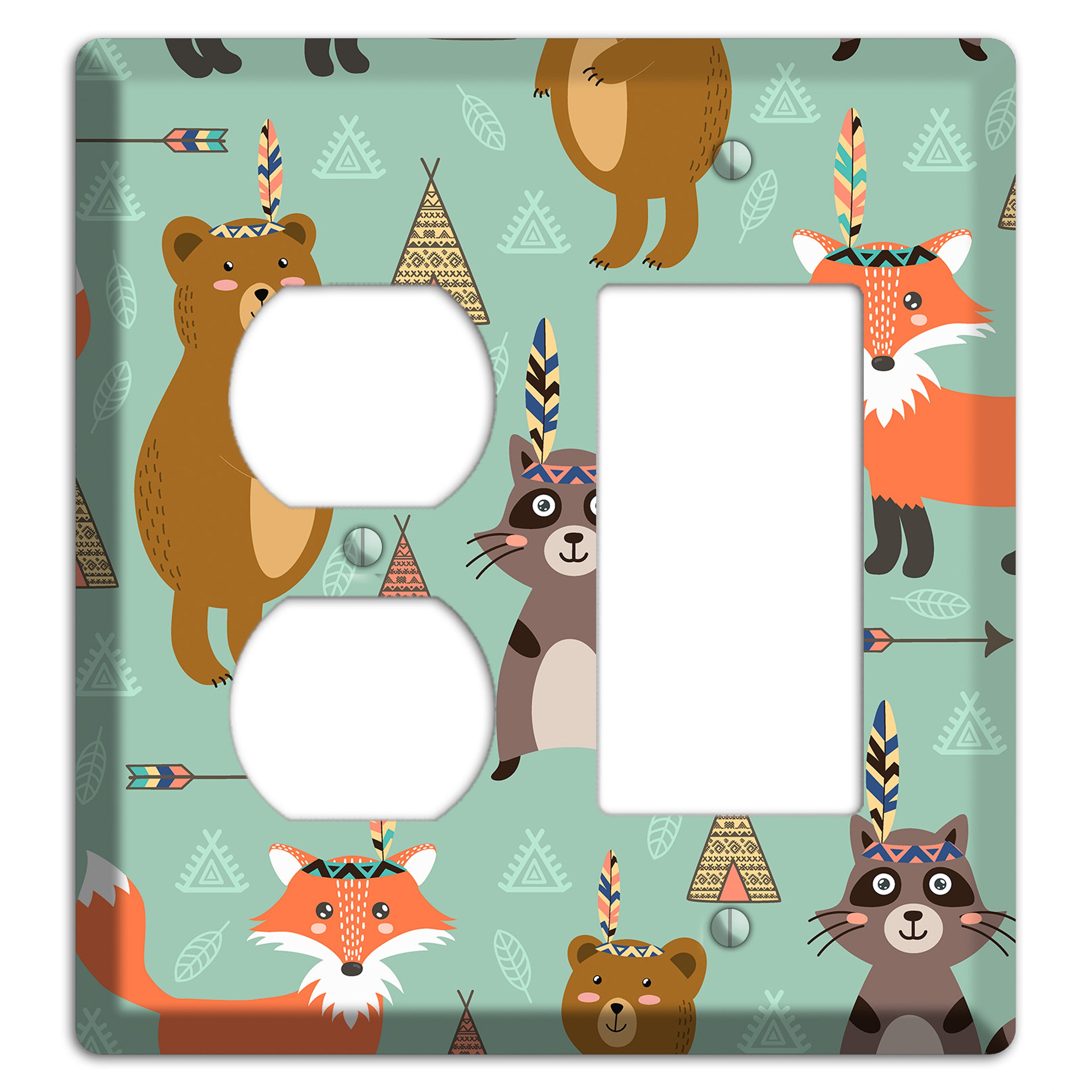 Tribal Woodland Camp Duplex / Rocker Wallplate