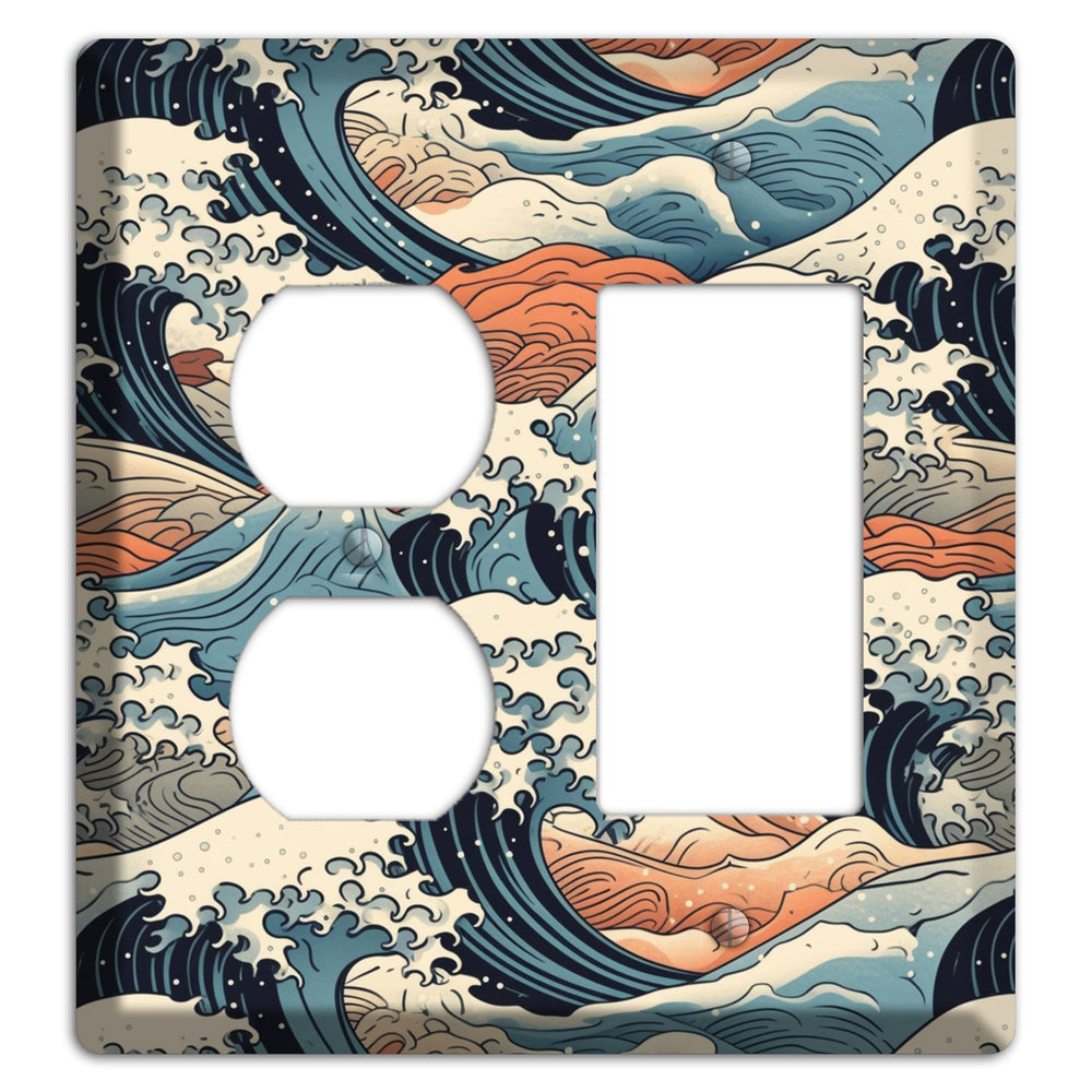 Crashing Tide Scroll Duplex / Rocker Wallplate