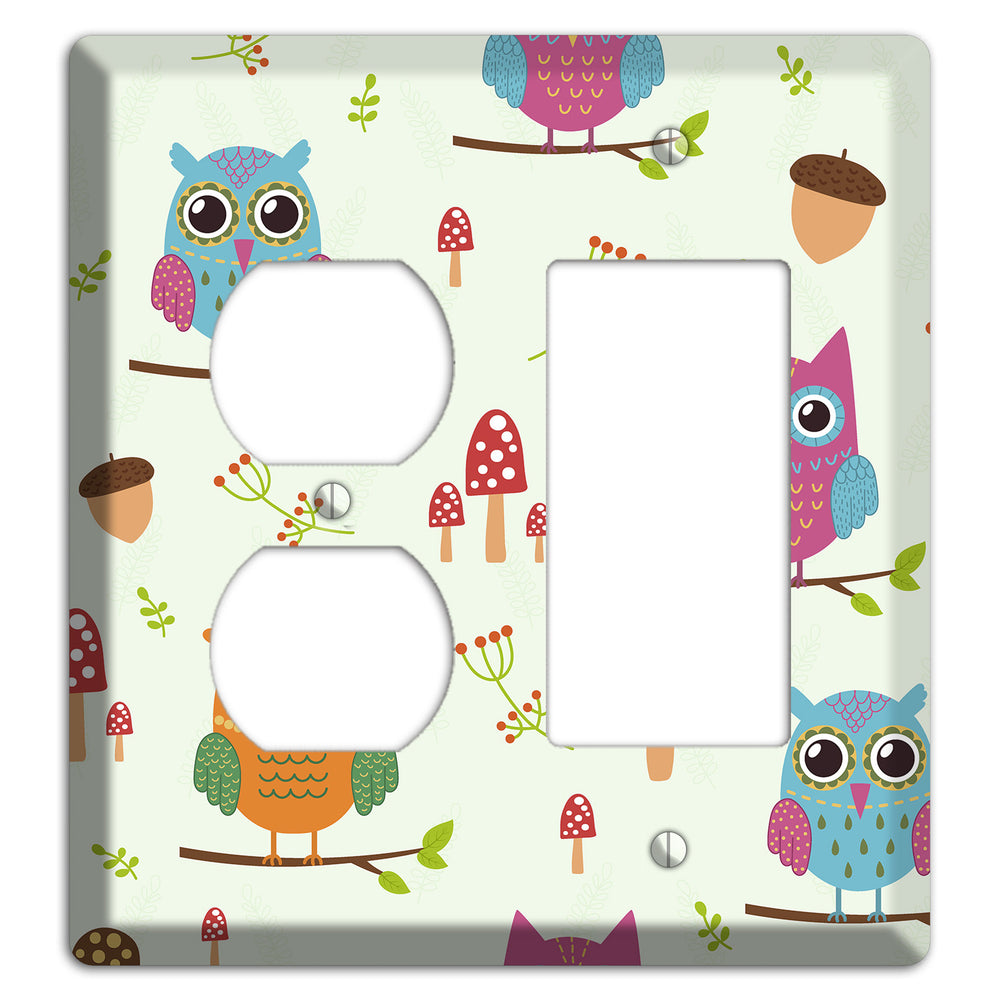 Forest Owls (Mint) Duplex / Rocker Wallplate