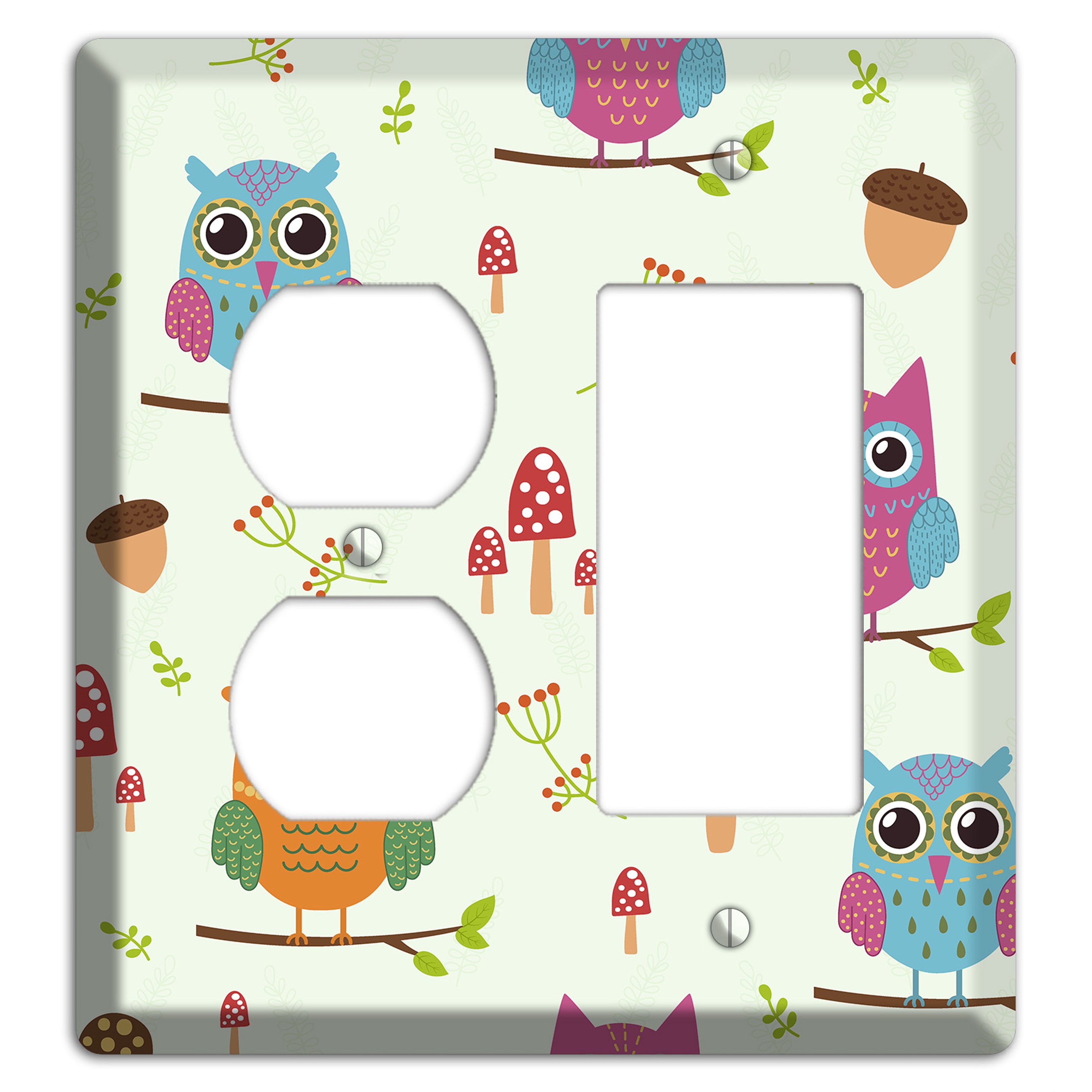 Forest Owls (Mint) Duplex / Rocker Wallplate