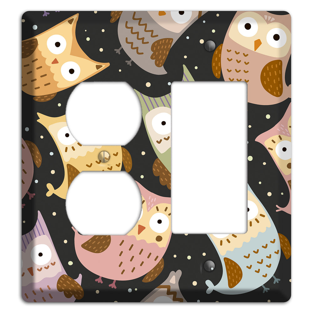 Sleepy Owls (Charcoal) Duplex / Rocker Wallplate