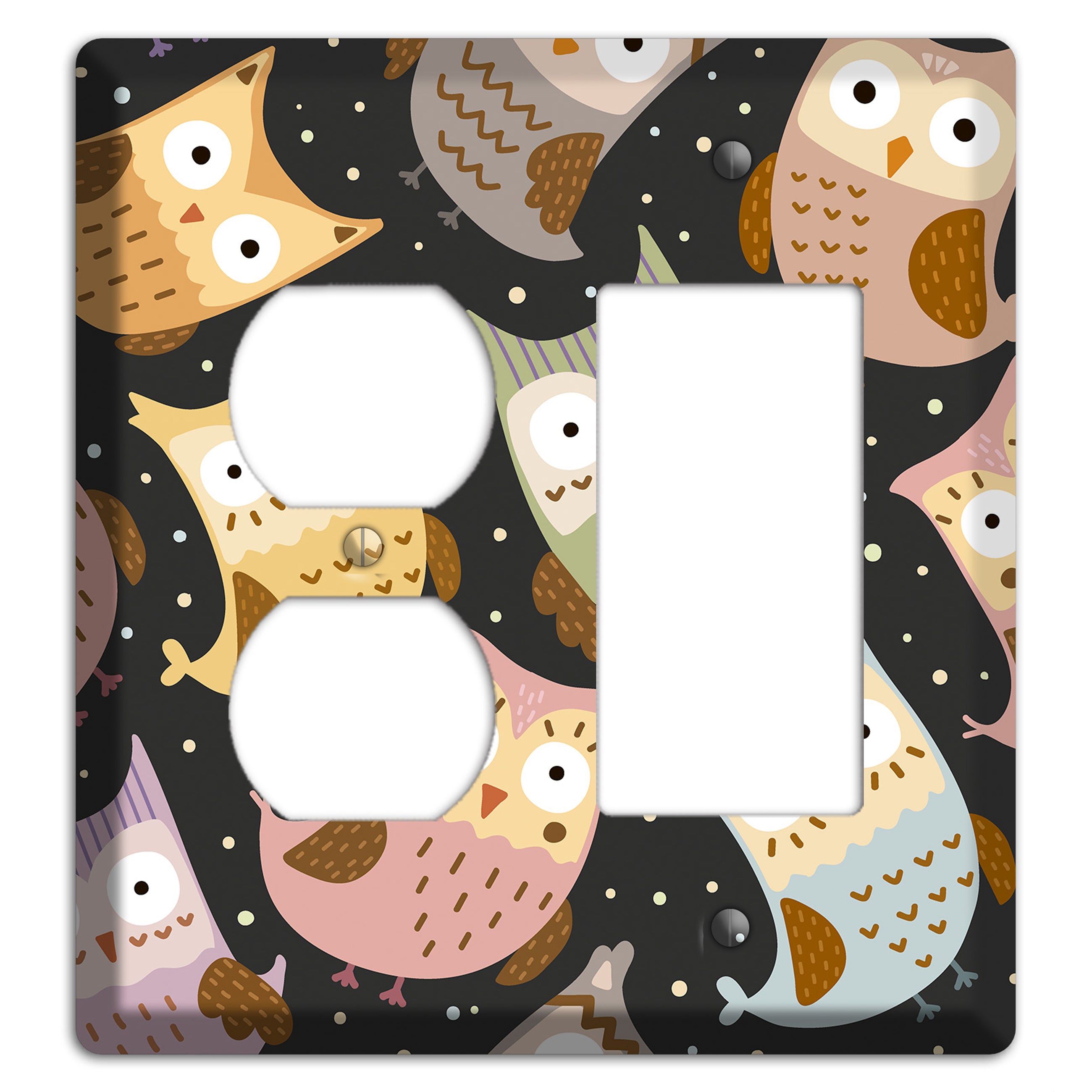 Sleepy Owls (Charcoal) Duplex / Rocker Wallplate