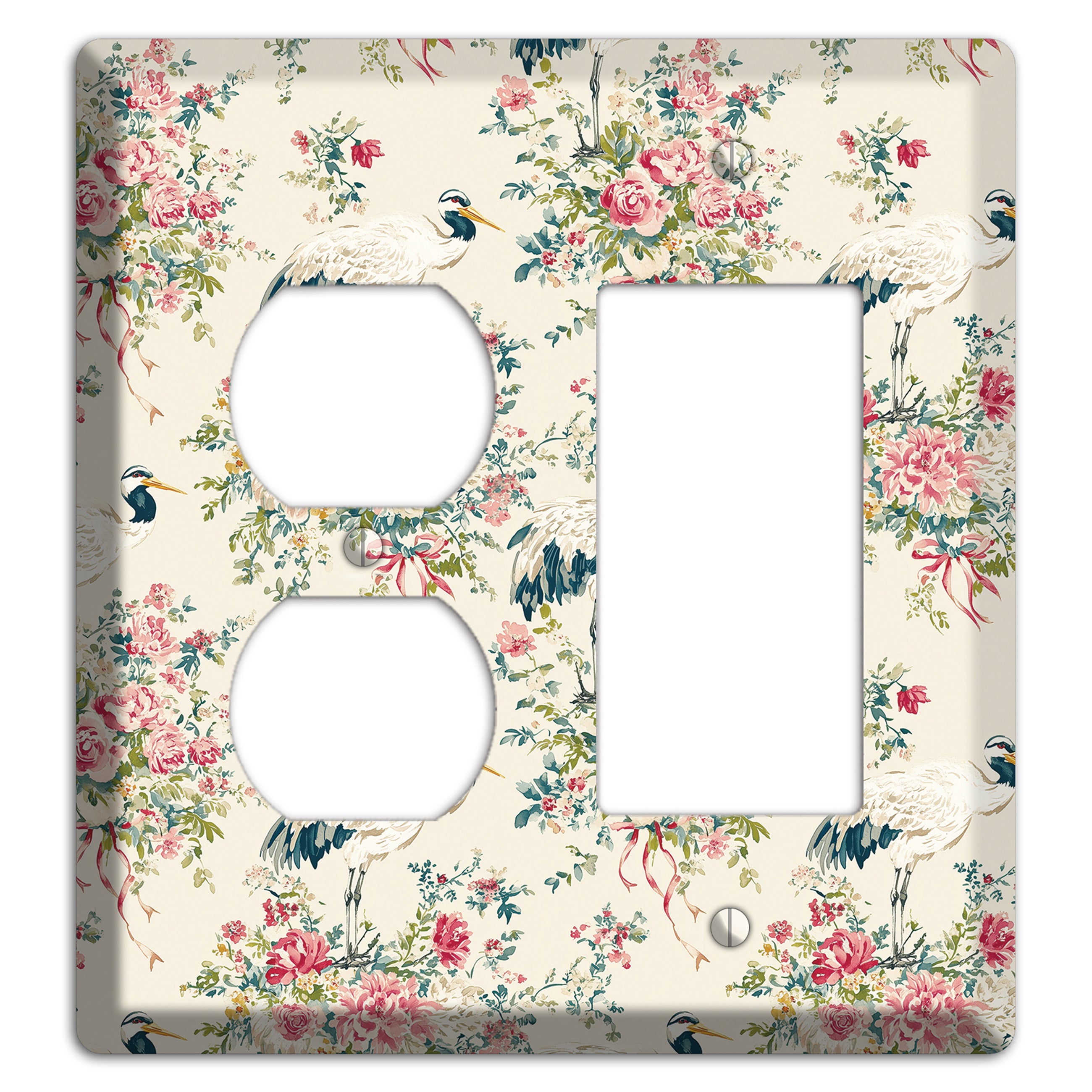 Blossom & Crane Duplex / Rocker Wallplate