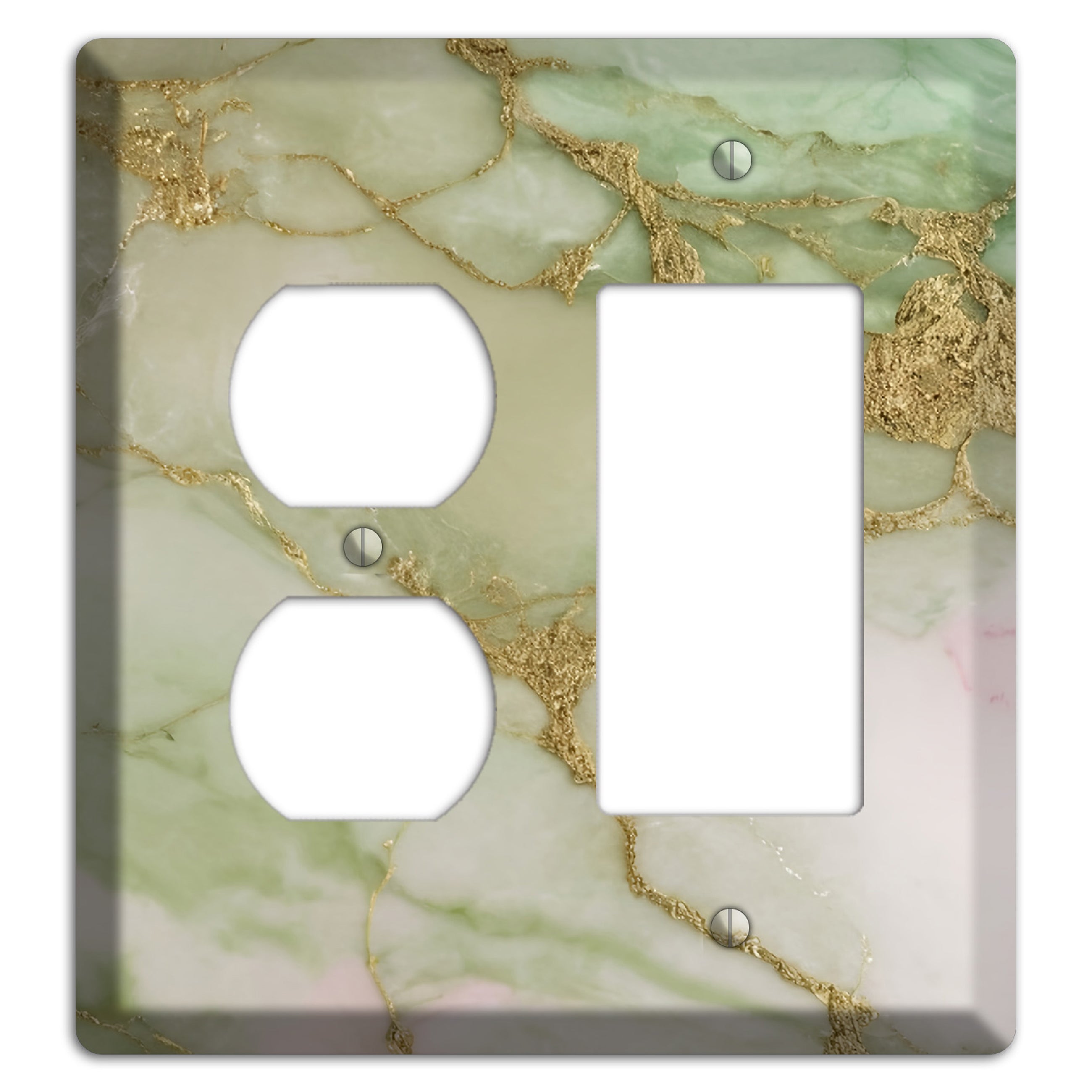 Swamp Green Marble Duplex / Rocker Wallplate