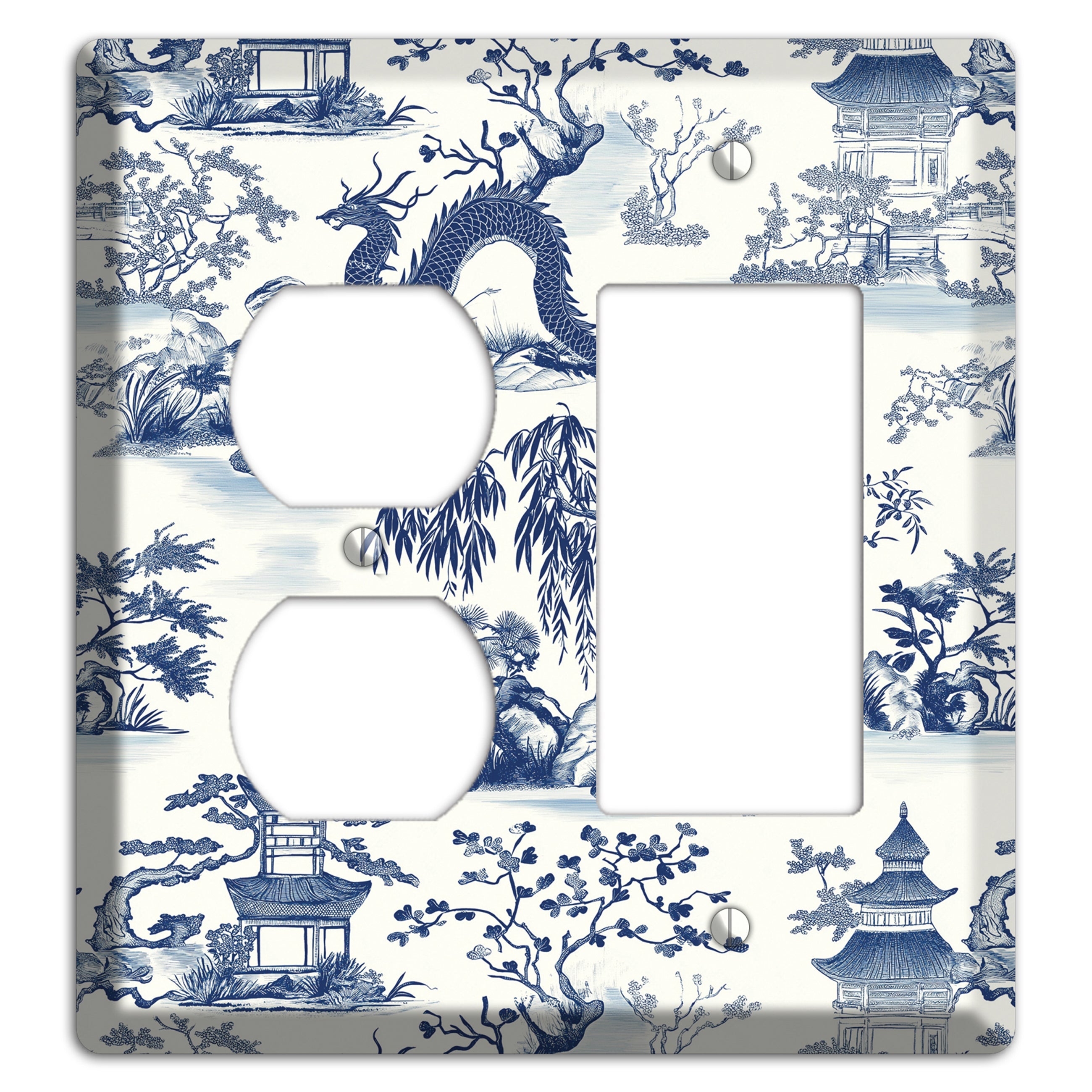 Dragon & Pagoda Duplex / Rocker Wallplate
