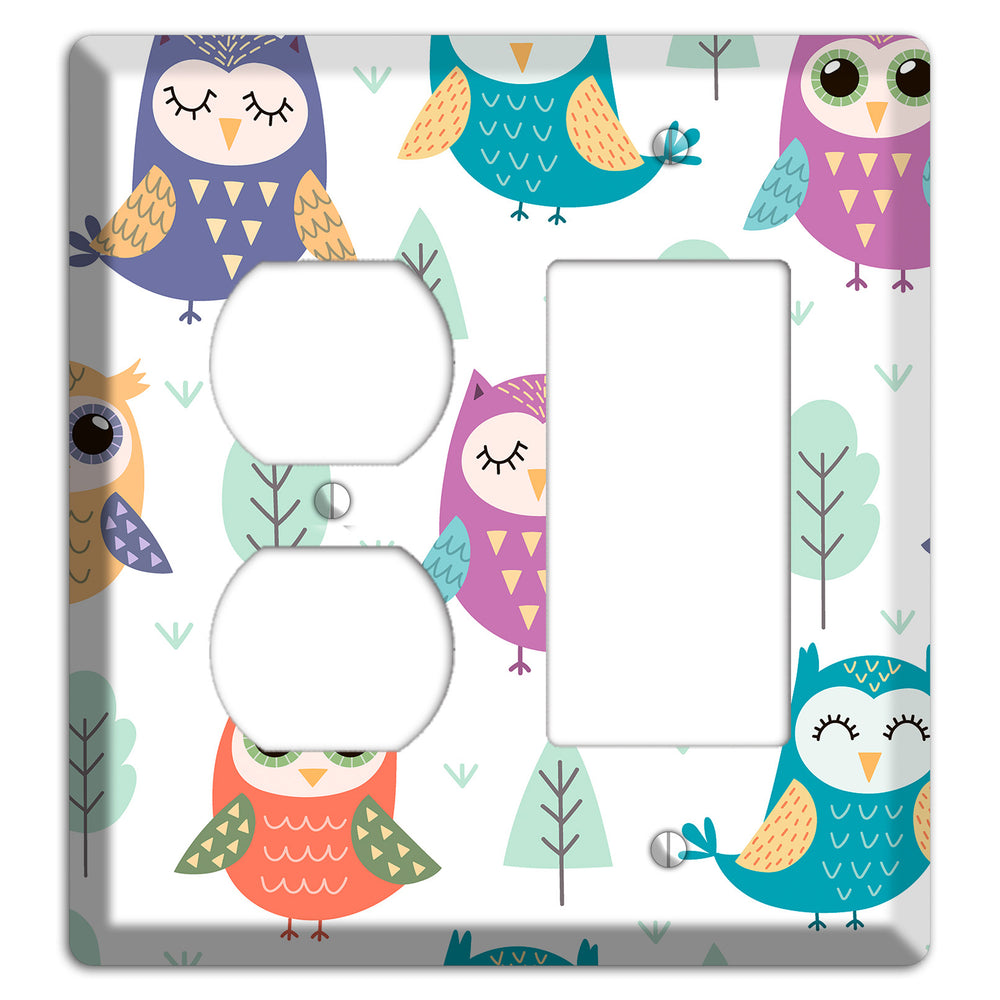 Dreamy Owls (White) Duplex / Rocker Wallplate