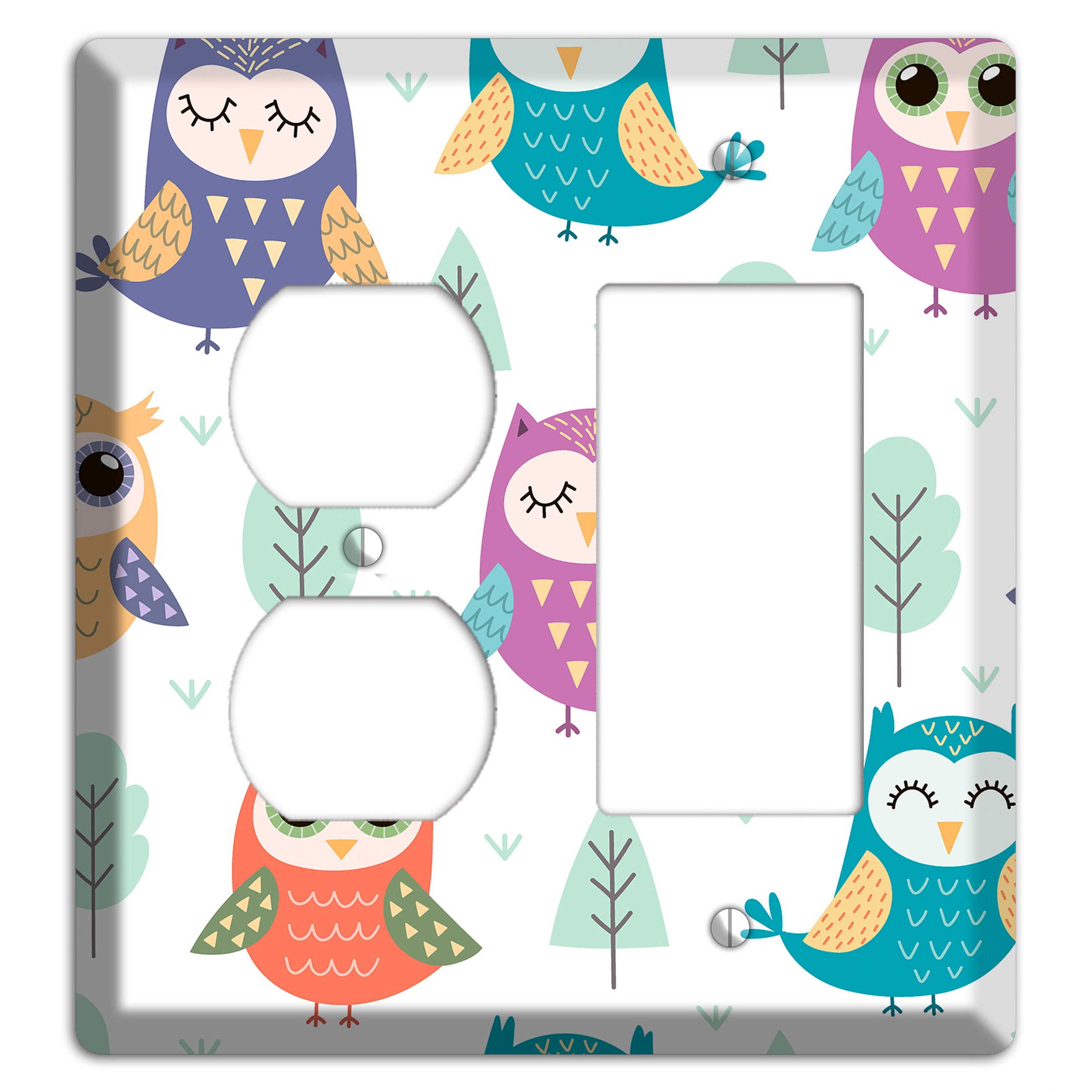 Dreamy Owls (White) Duplex / Rocker Wallplate