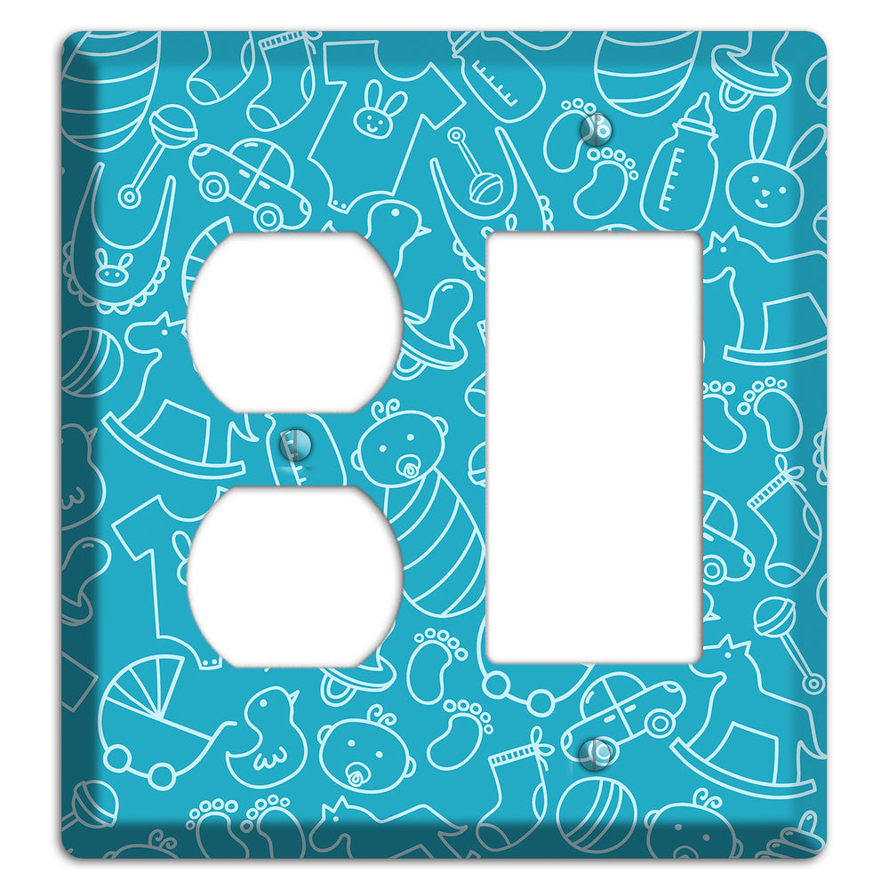 Line Art Baby Blue Duplex / Rocker Wallplate