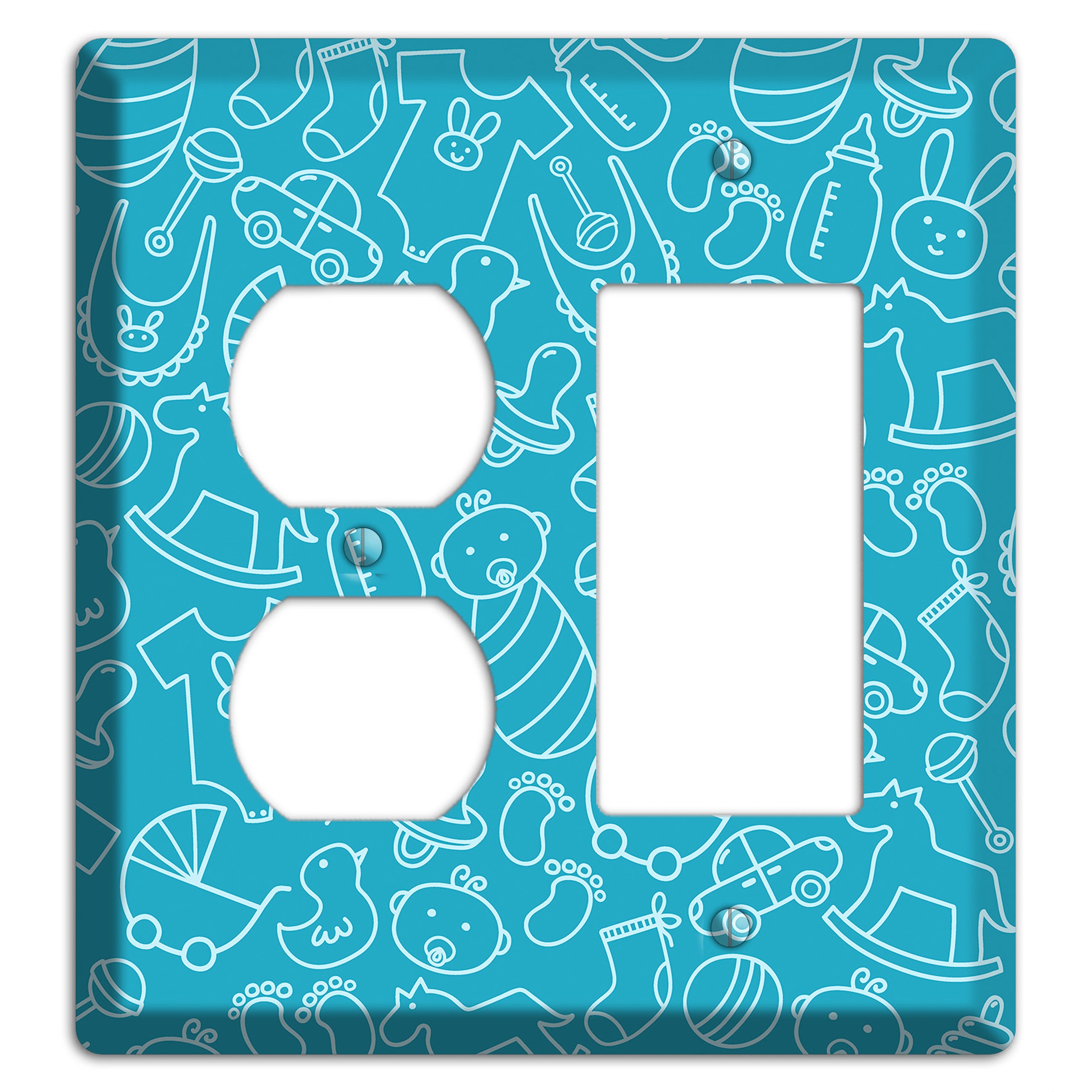Line Art Baby Blue Duplex / Rocker Wallplate