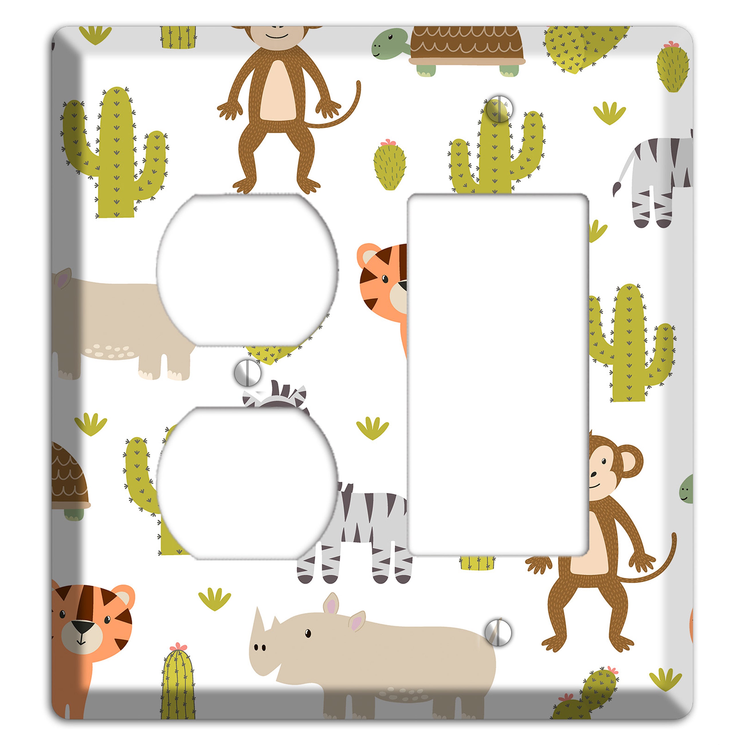 Safari Critters (White) Duplex / Rocker Wallplate