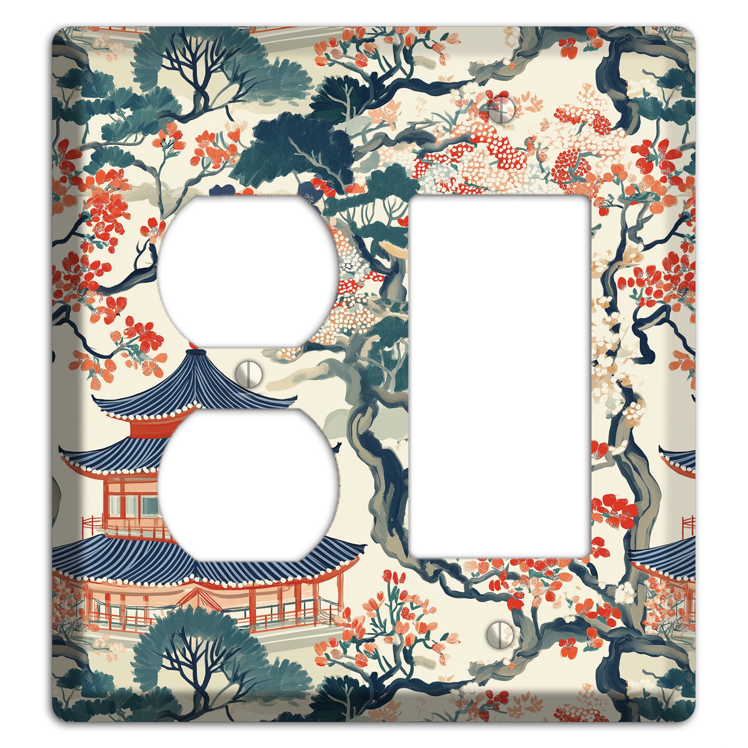 Blossom & Pagoda Duplex / Rocker Wallplate