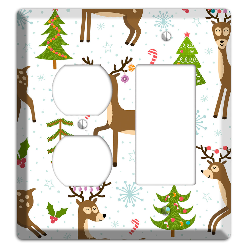 Reindeer Parade (White) Duplex / Rocker Wallplate