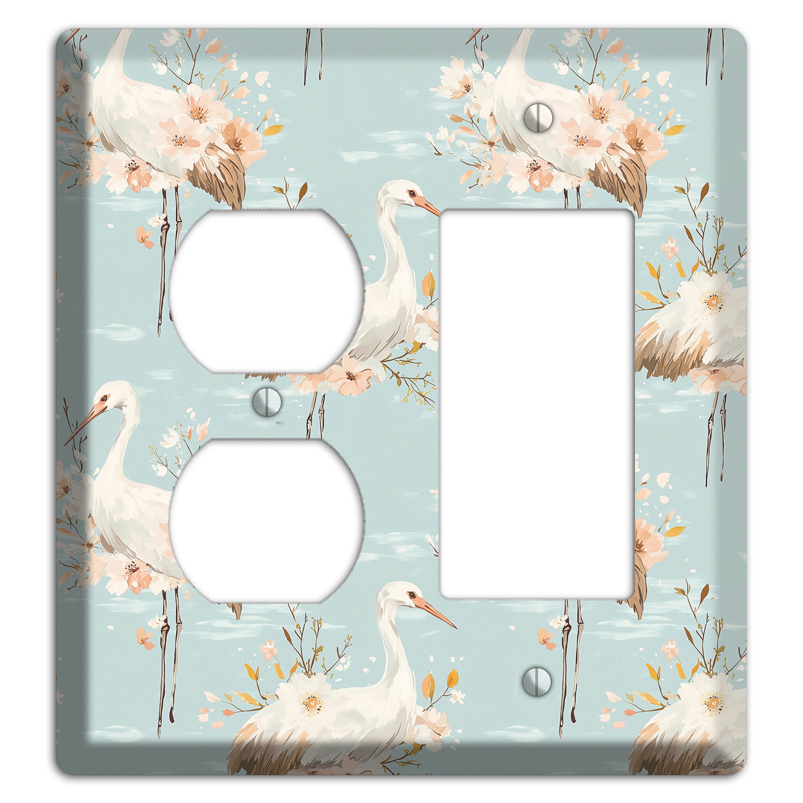 Celadon Crane Reverie Duplex / Rocker Wallplate