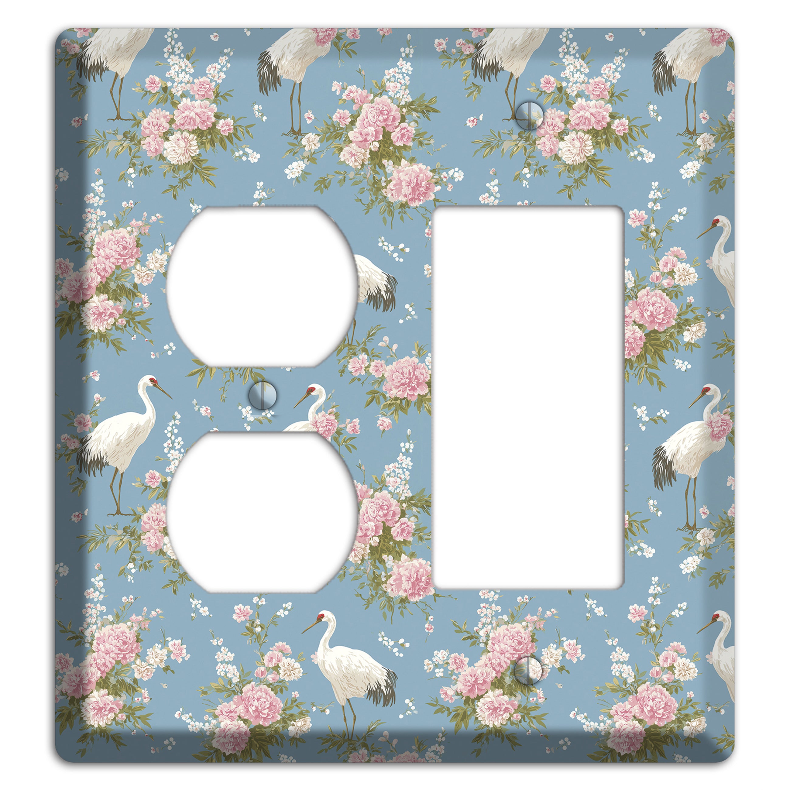 Dusty Blue Peony Flight Duplex / Rocker Wallplate