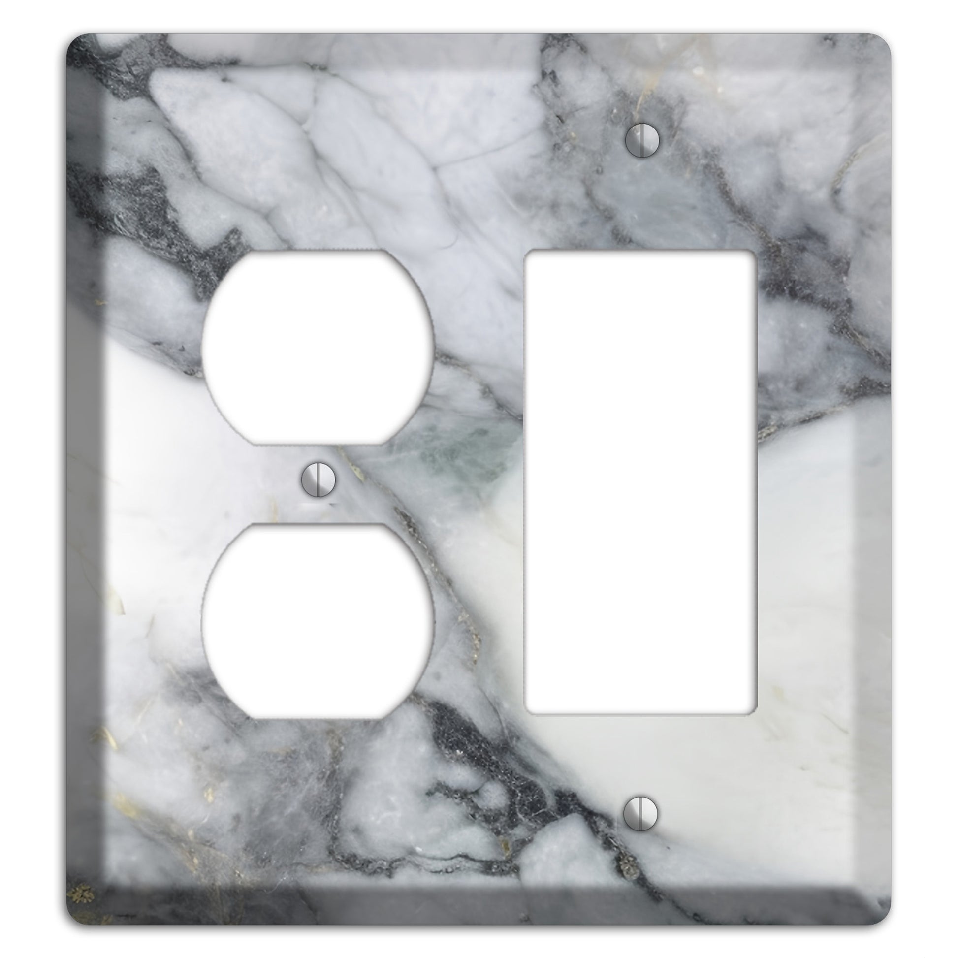 White and Grey Marble Duplex / Rocker Wallplate