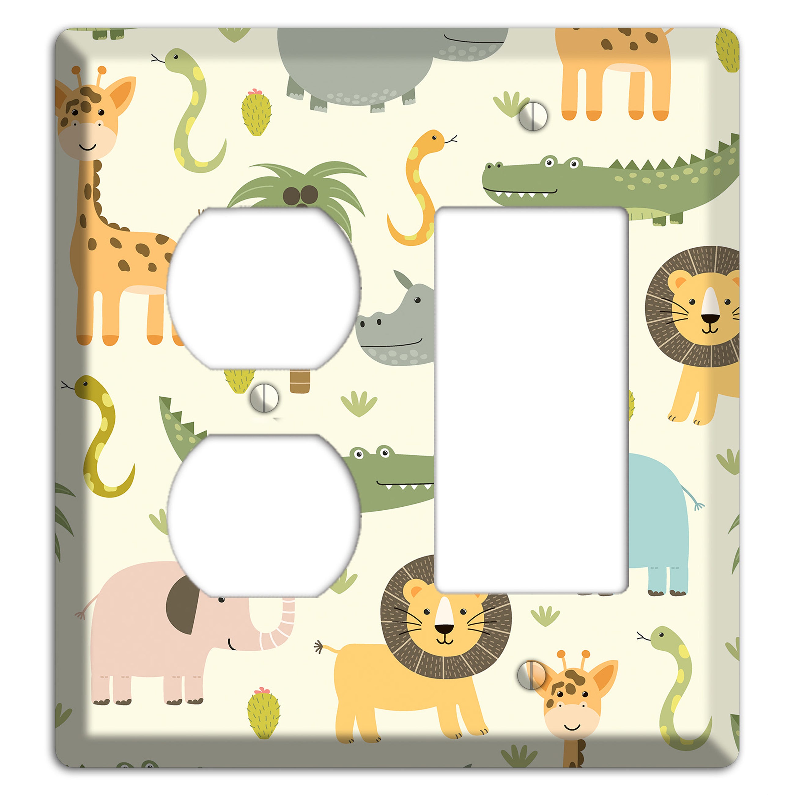 Jungle Friends (Cream) Duplex / Rocker Wallplate