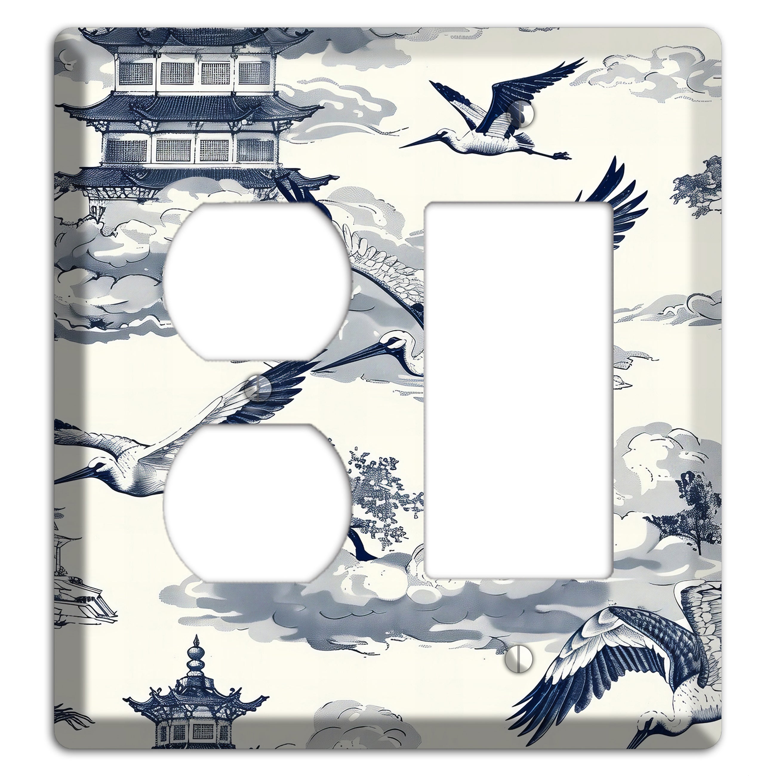Crane Sky Toile Duplex / Rocker Wallplate
