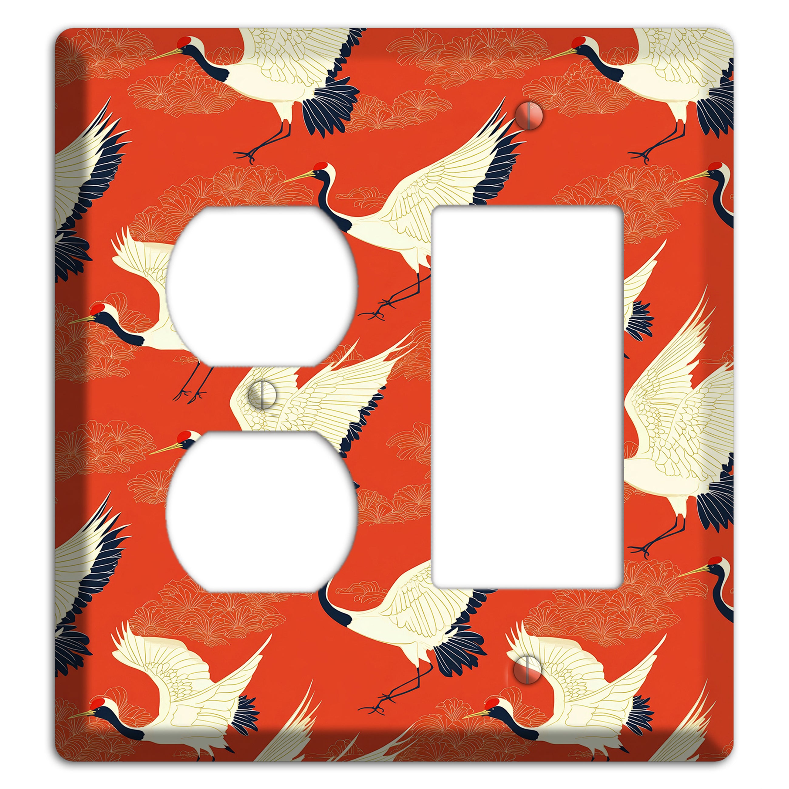 Vermillion Crane Flight Duplex / Rocker Wallplate