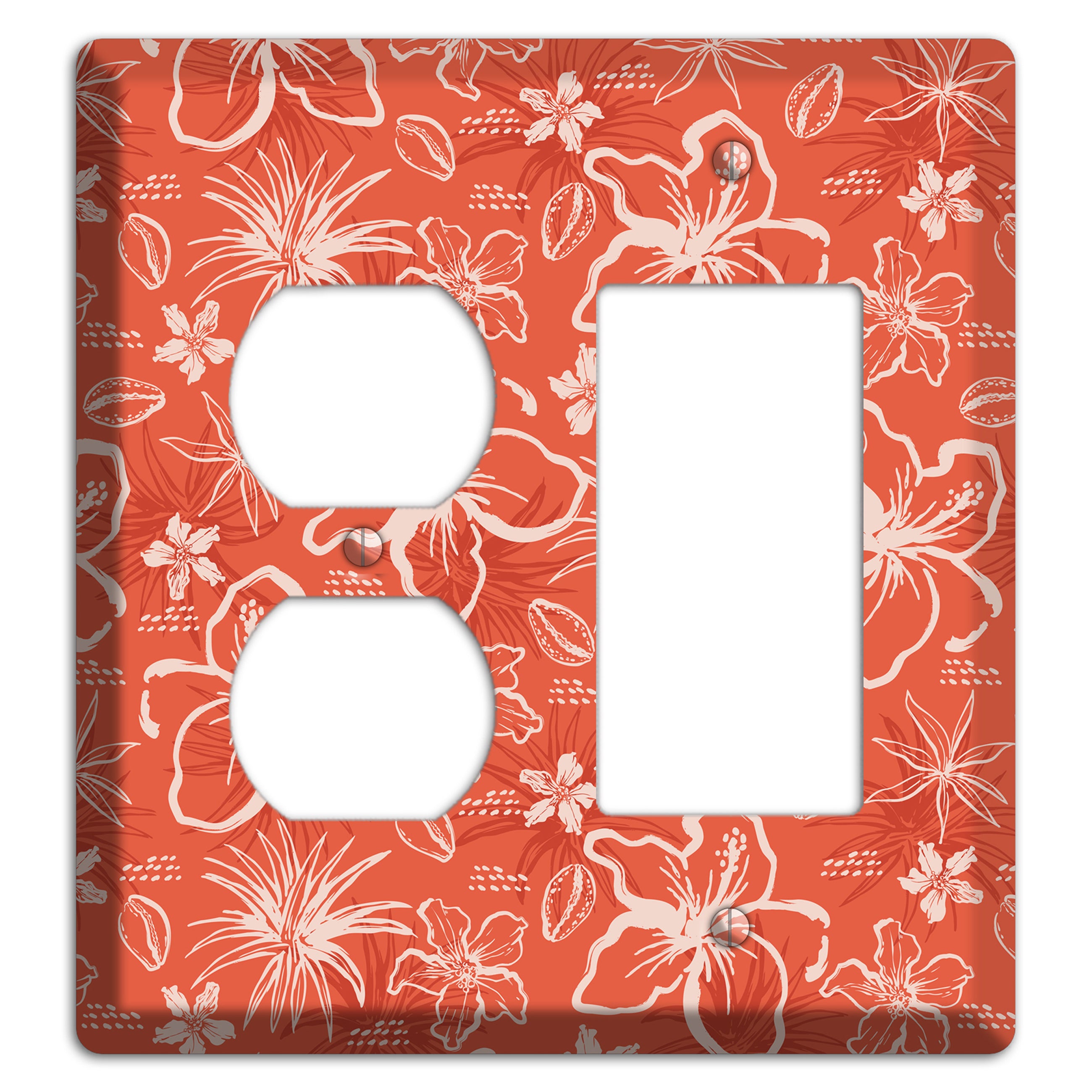 Coral Hibiscus Reverie Duplex / Rocker Wallplate