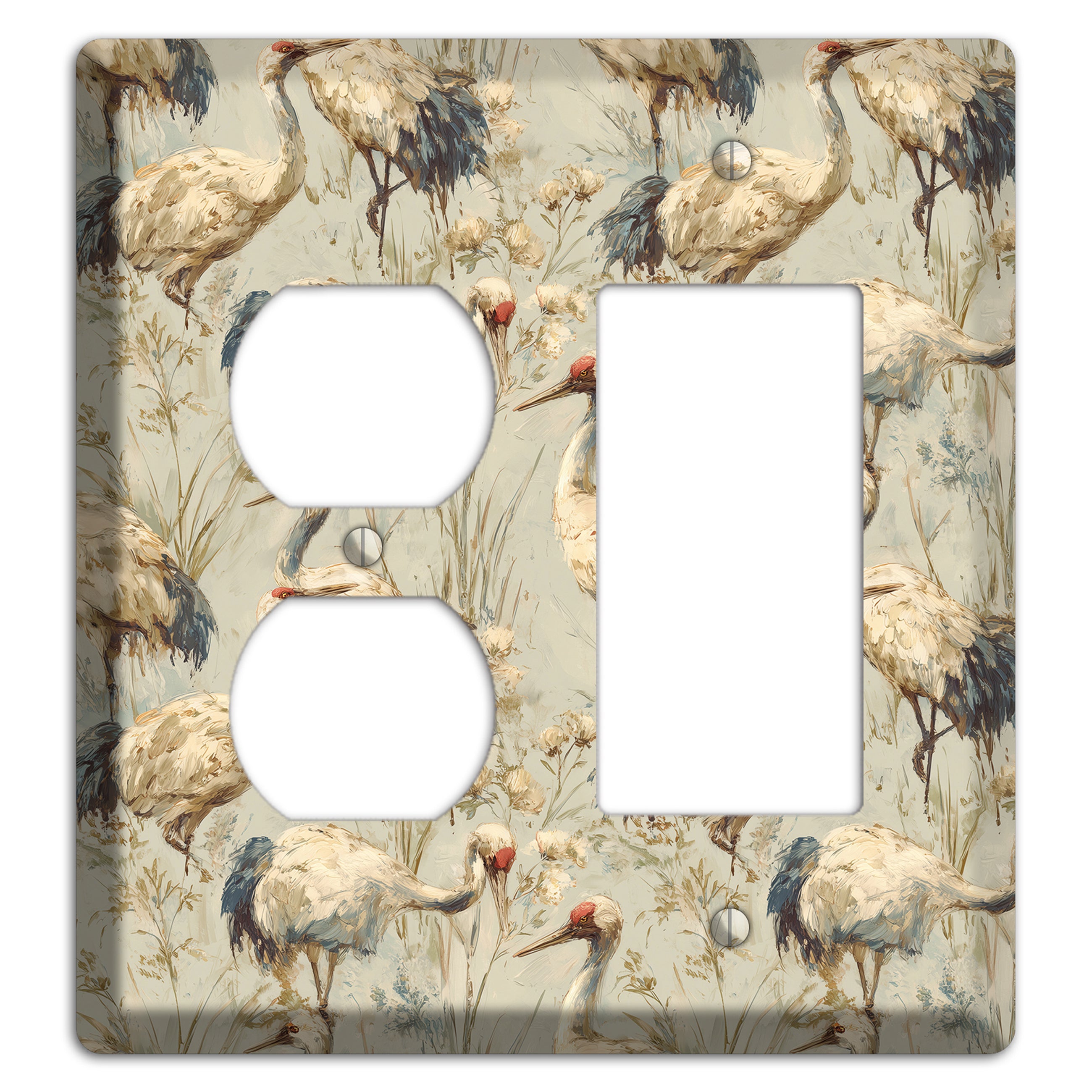 Driftwood Crane Marsh Duplex / Rocker Wallplate