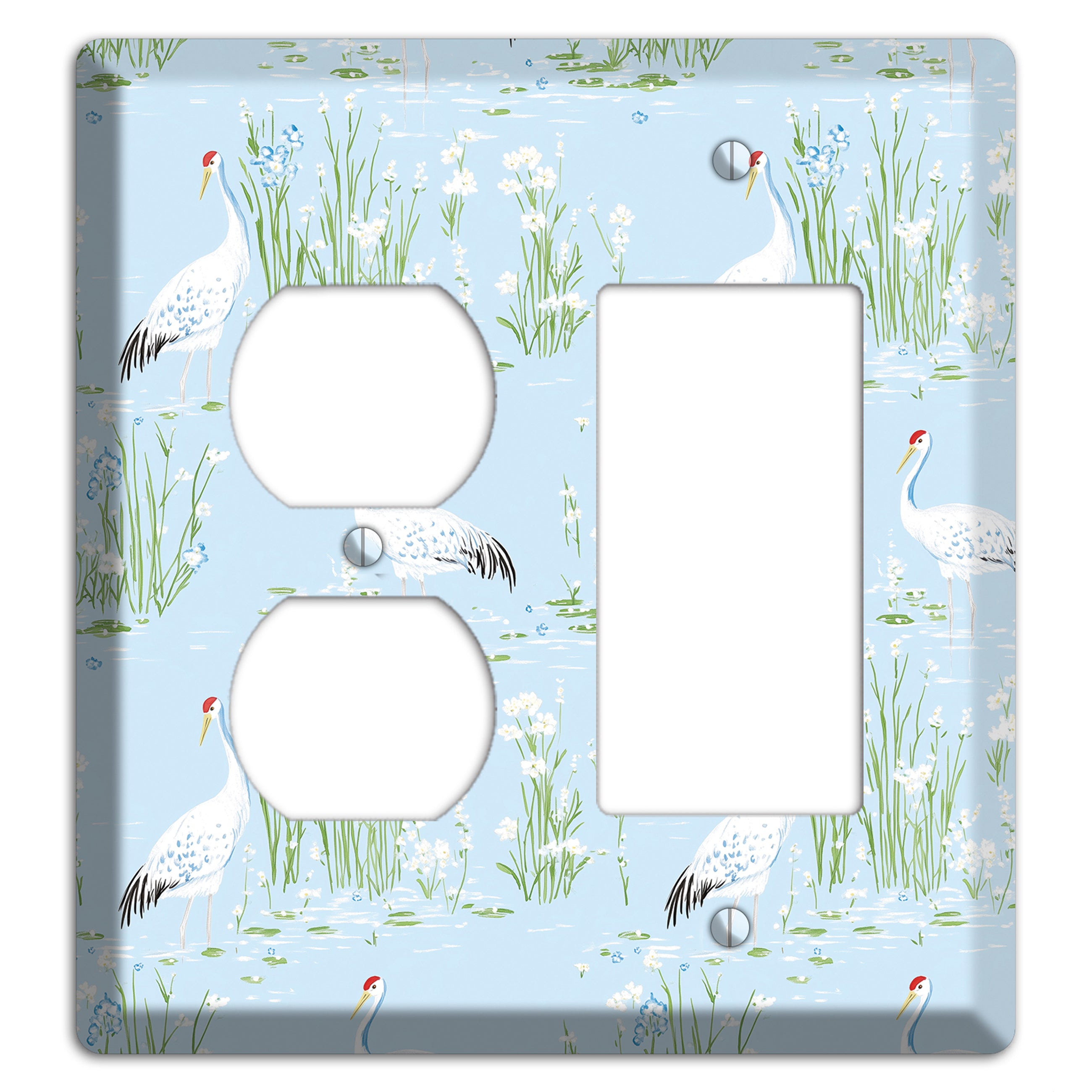Azure Crane Sanctuary Duplex / Rocker Wallplate
