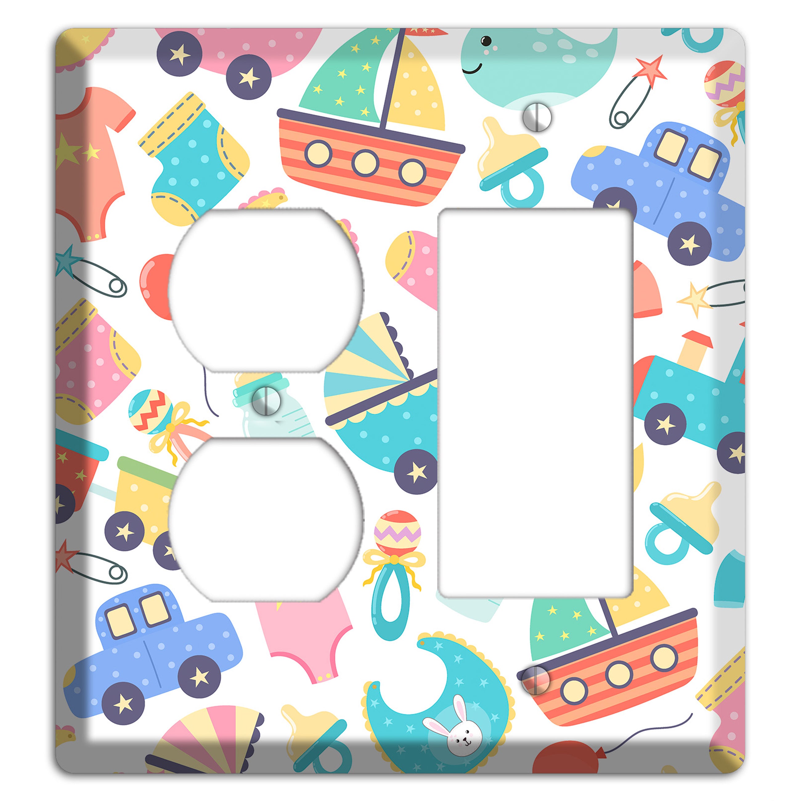 Baby Parade (White) Duplex / Rocker Wallplate