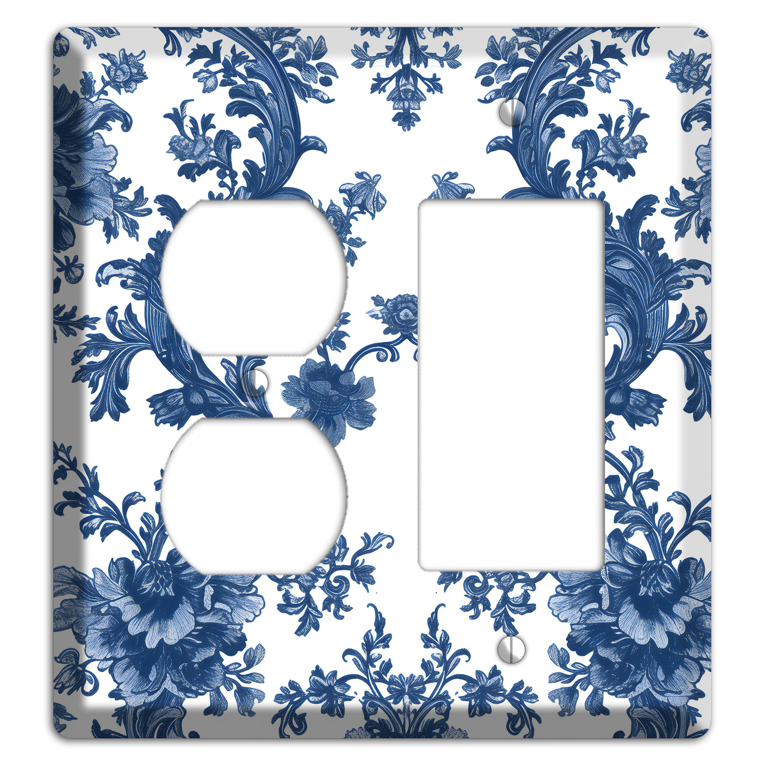 Cobalt Garden Damask Duplex / Rocker Wallplate