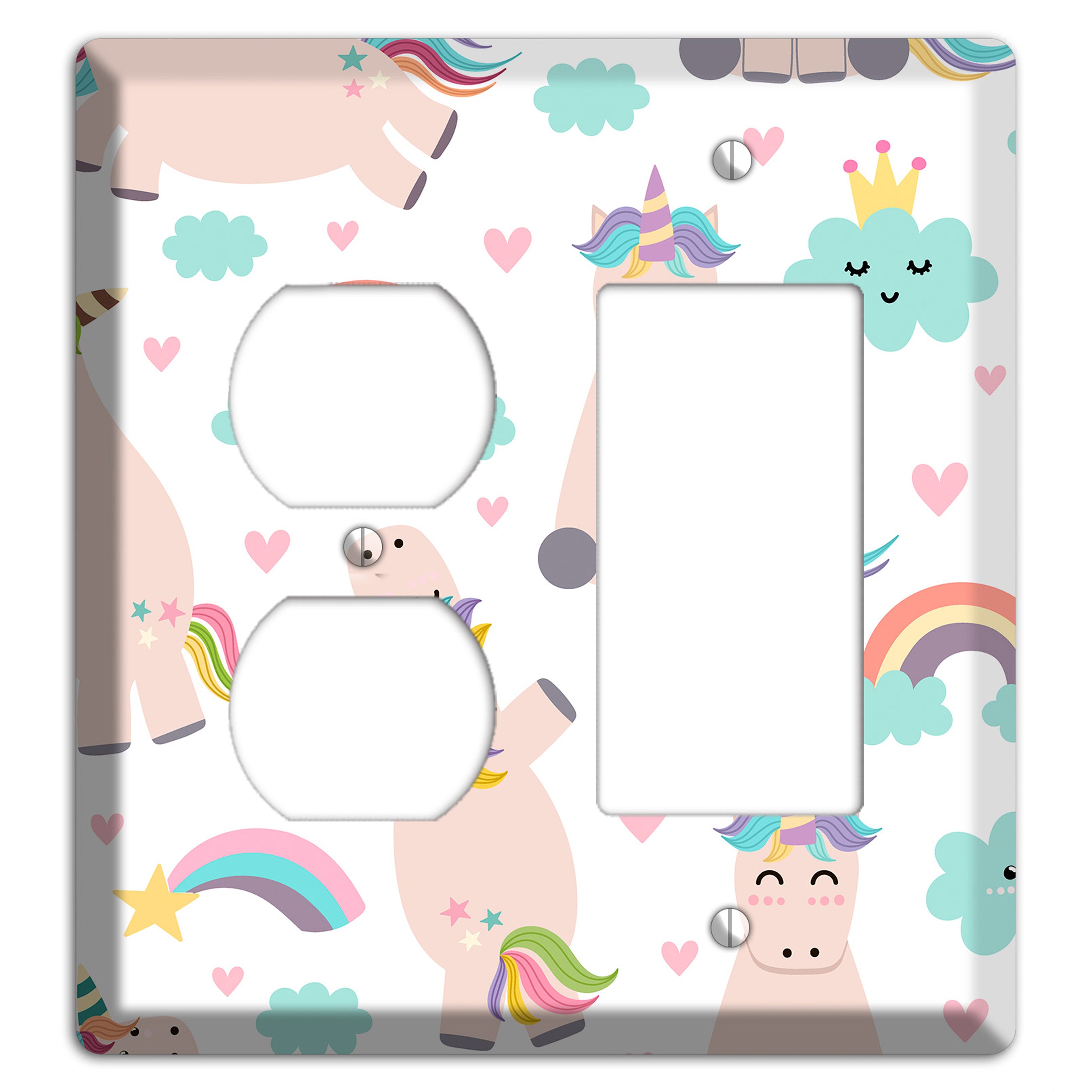 Rainbow Cloud Herd Duplex / Rocker Wallplate