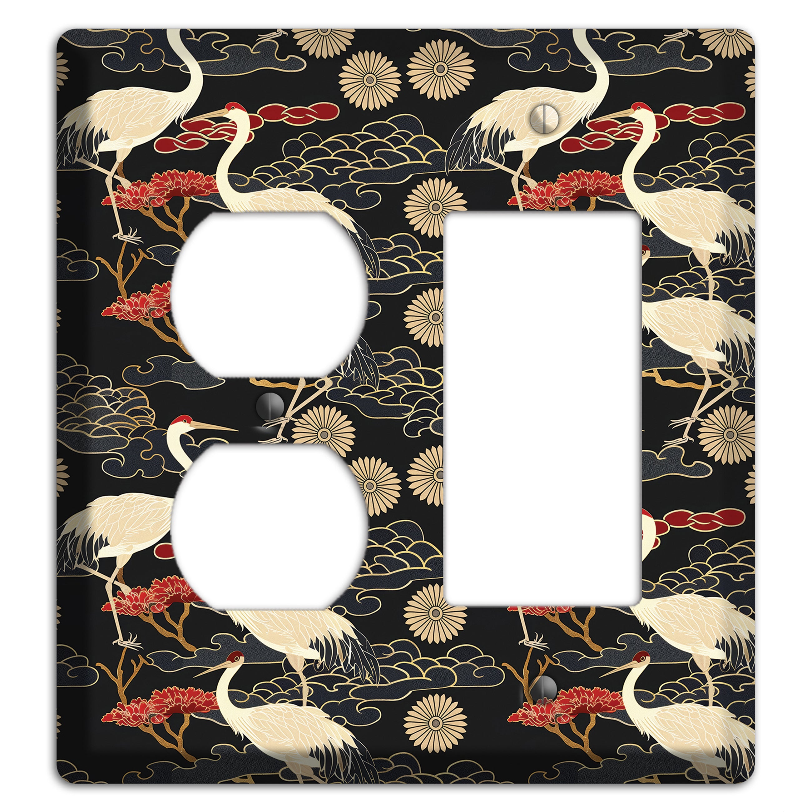 Obsidian Crane Procession Duplex / Rocker Wallplate