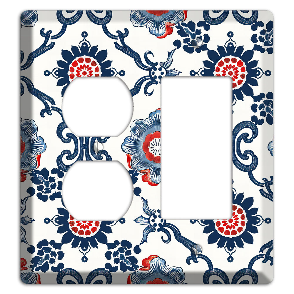 Indigo Court Florals Duplex / Rocker Wallplate