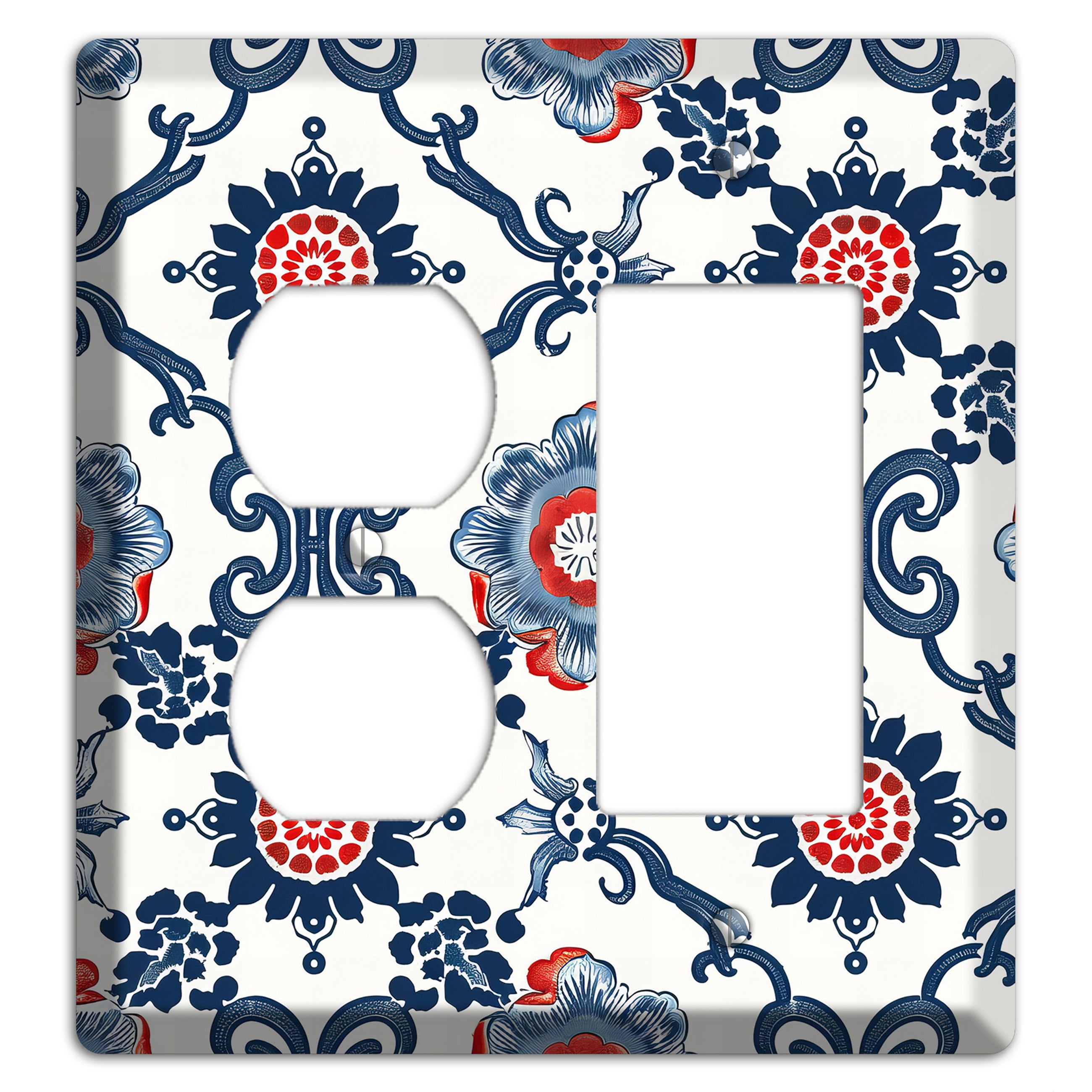 Indigo Court Florals Duplex / Rocker Wallplate