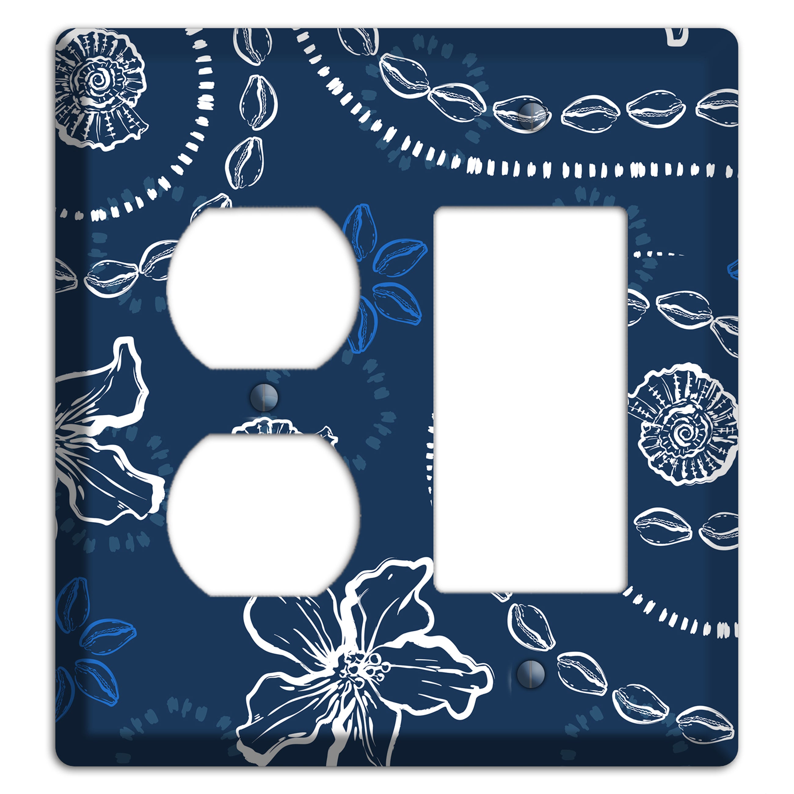 Indigo Cowrie Spiral Duplex / Rocker Wallplate