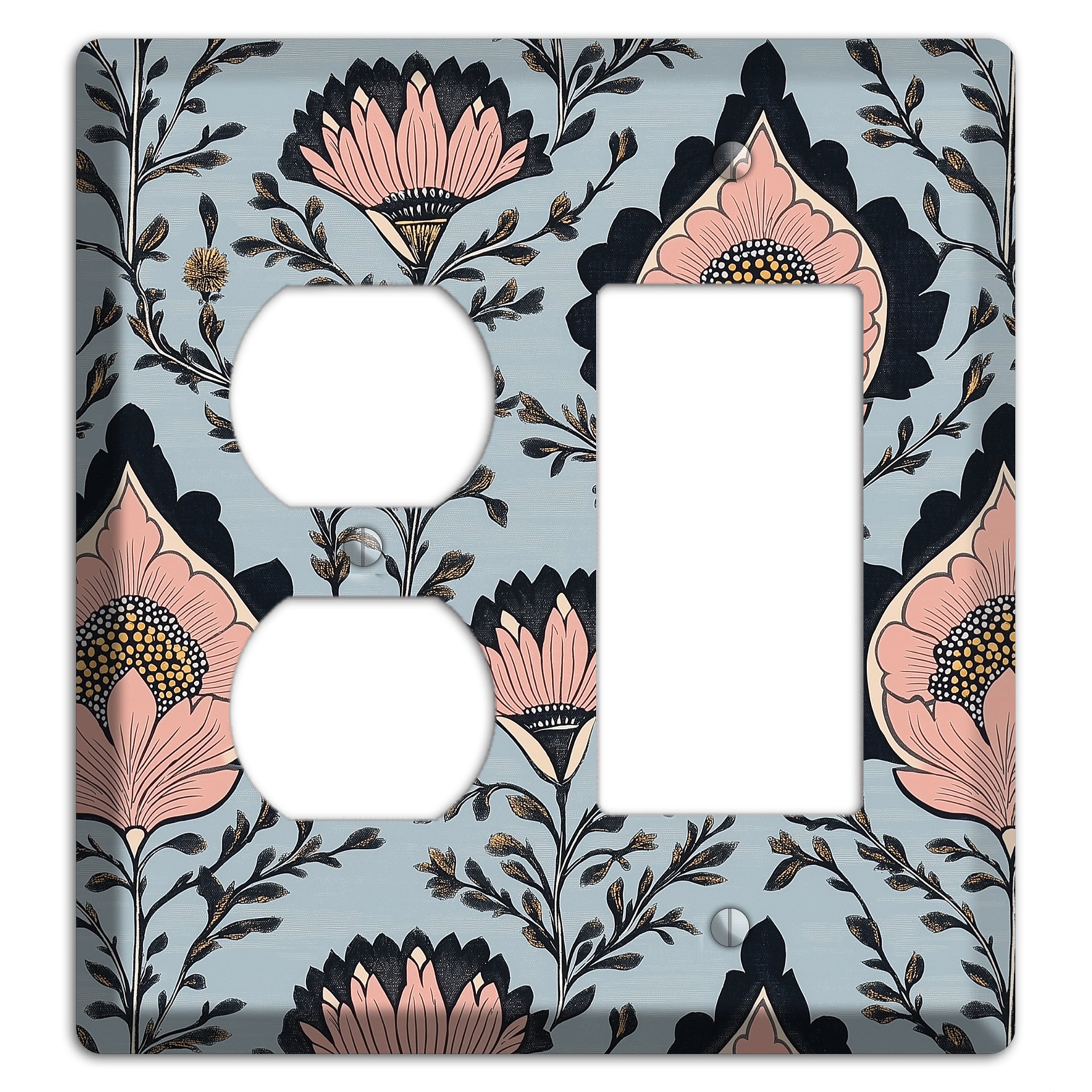 Lotus & Damask Dusk Duplex / Rocker Wallplate