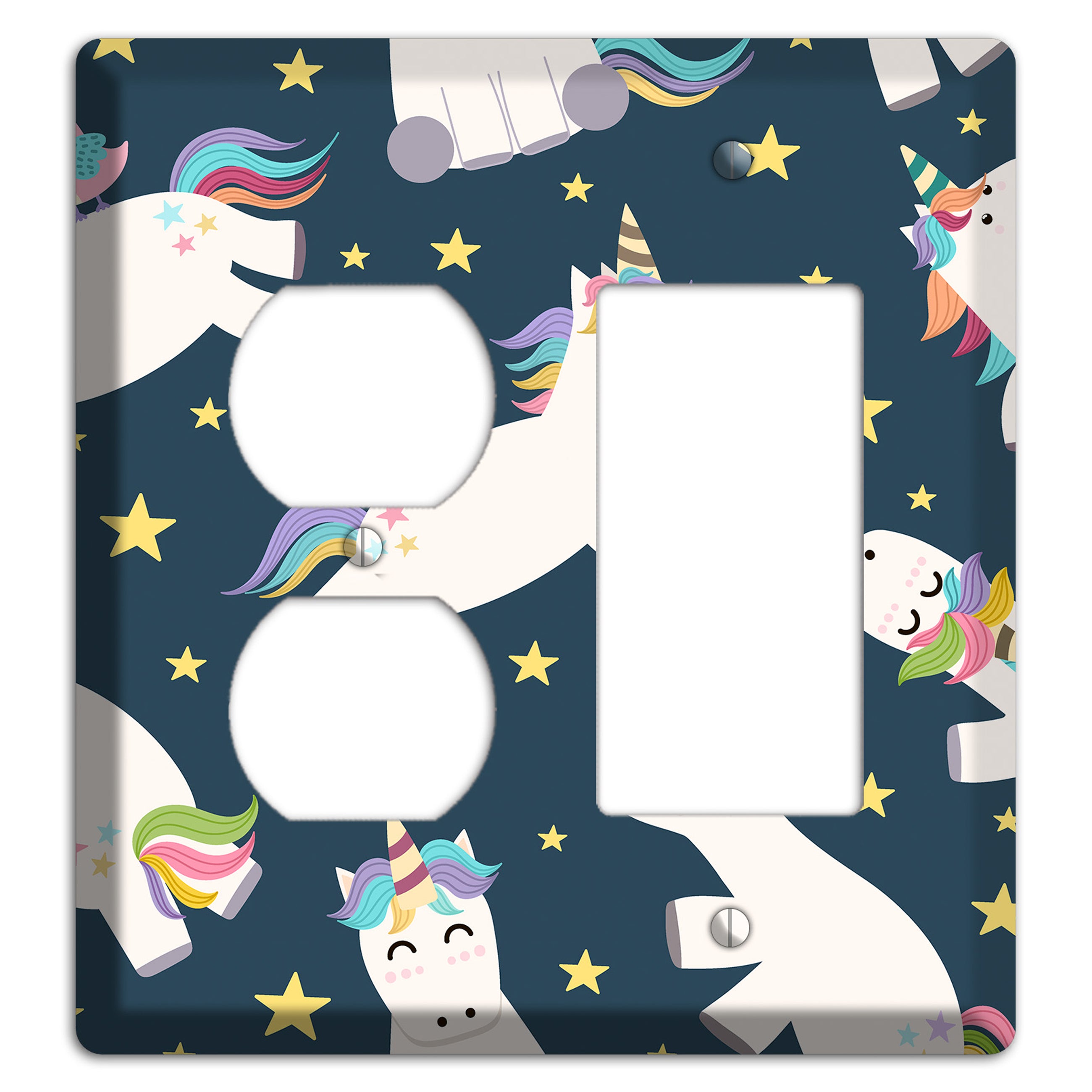 Dreamy Night Unicorns Duplex / Rocker Wallplate