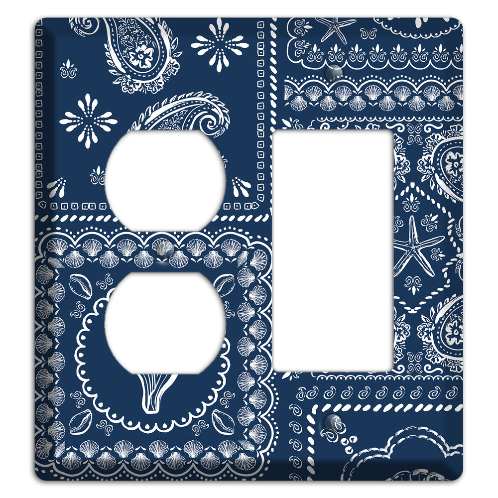 Navy Paisley Patchwork Duplex / Rocker Wallplate