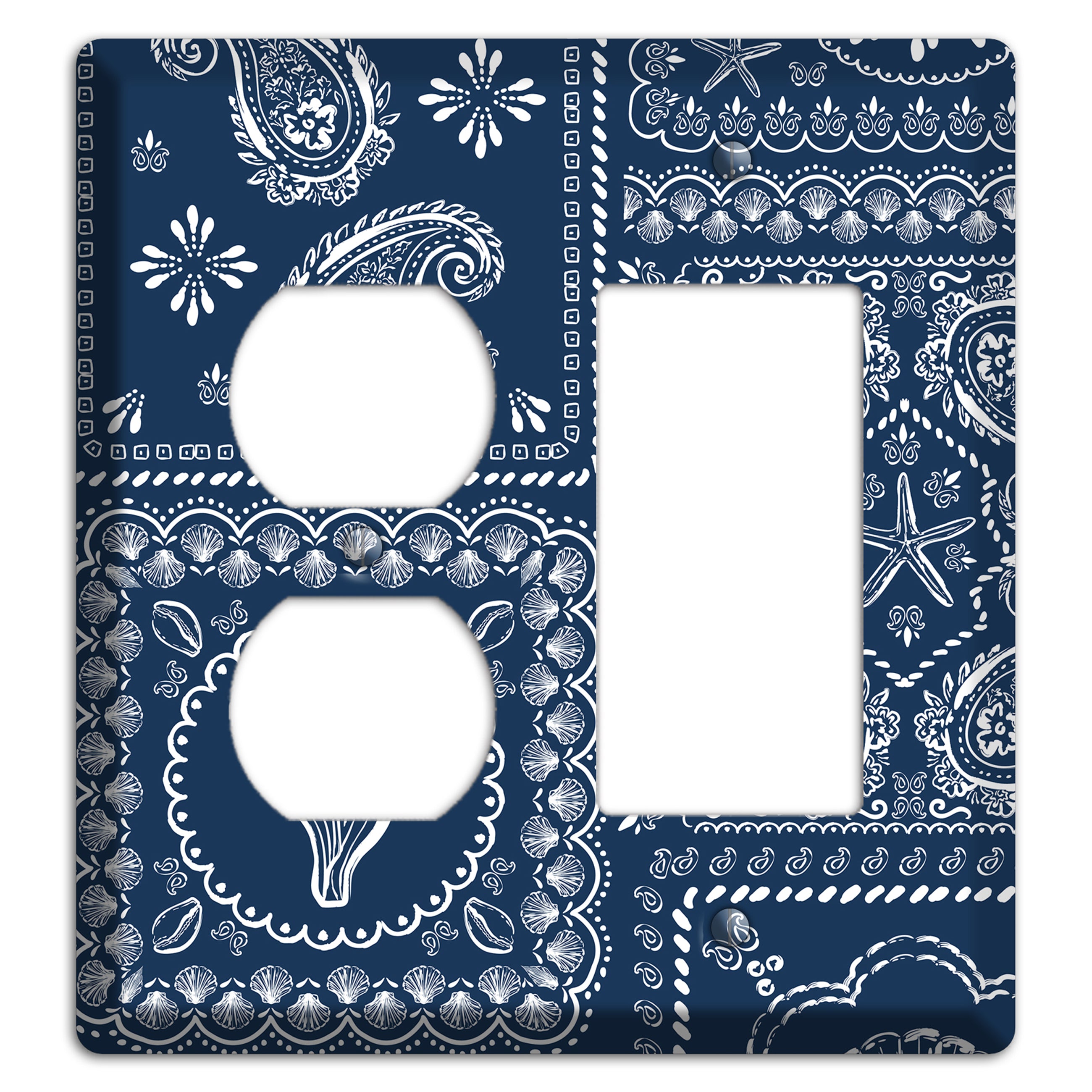 Navy Paisley Patchwork Duplex / Rocker Wallplate