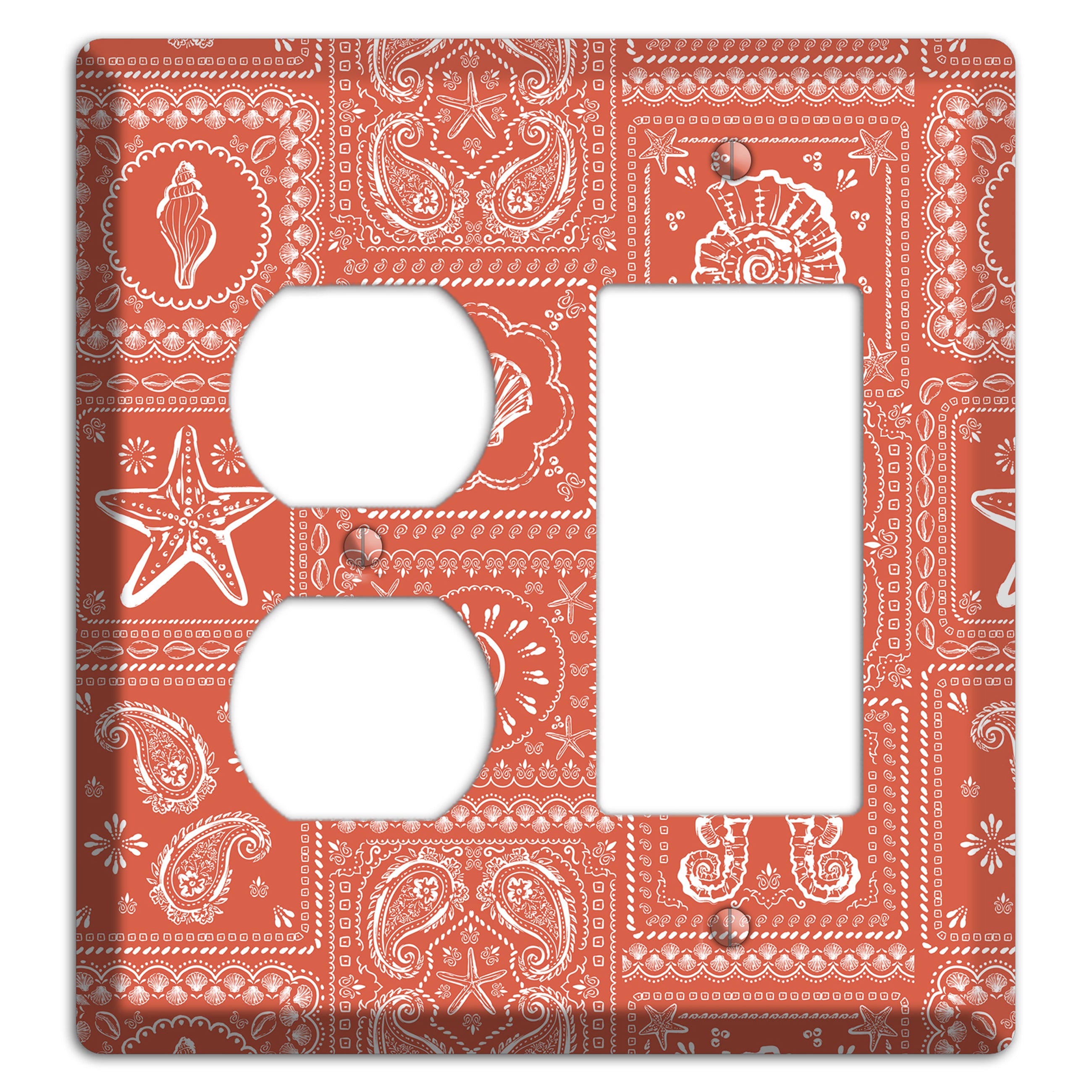 Terracotta Shell Patchwork Duplex / Rocker Wallplate