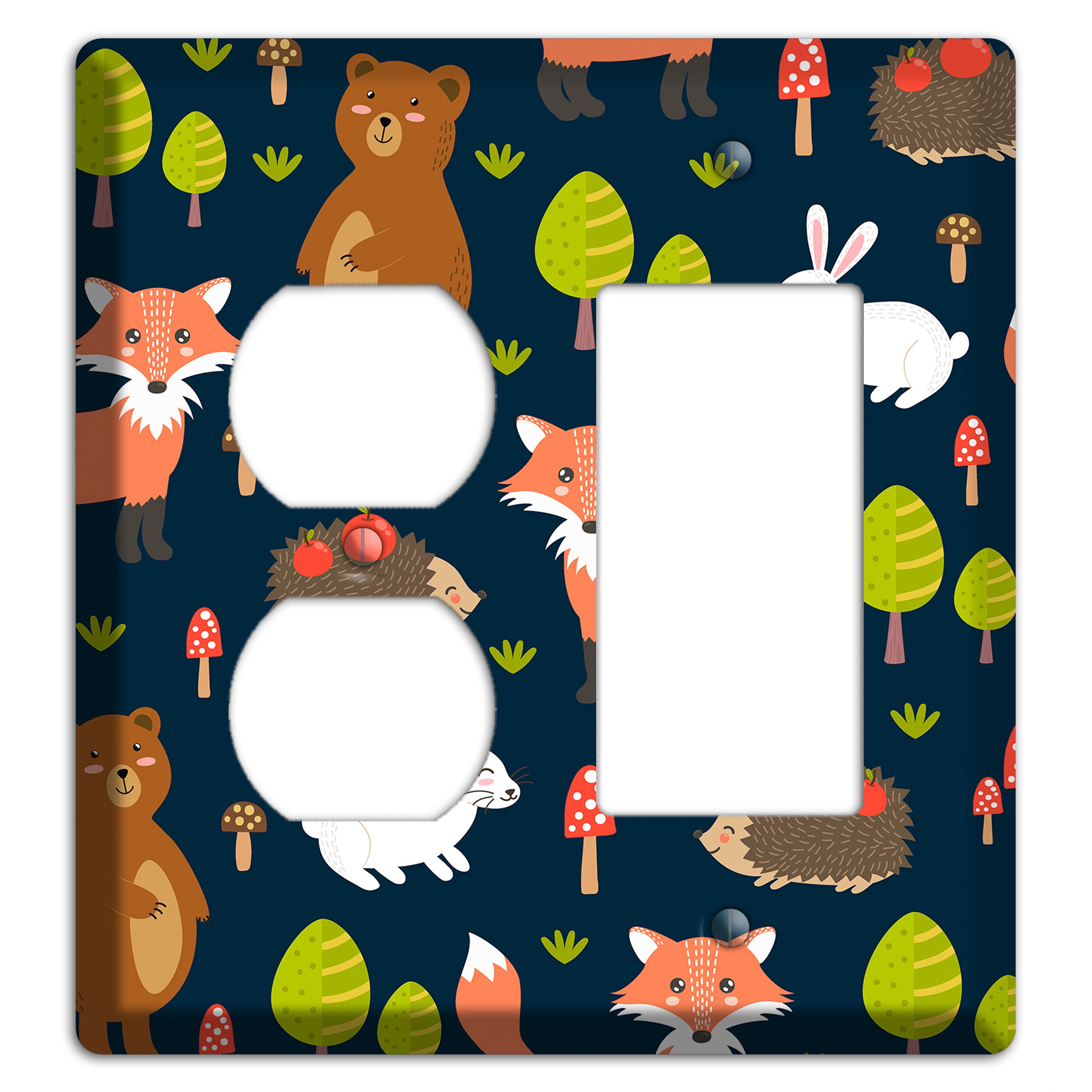 Forest Critters (Navy) Duplex / Rocker Wallplate