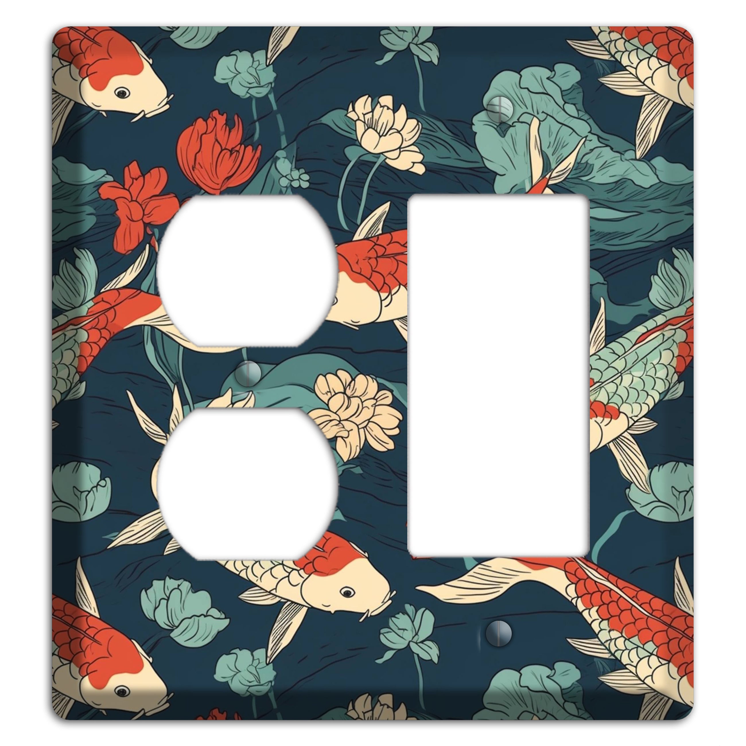 Koi & Lotus Drift Duplex / Rocker Wallplate