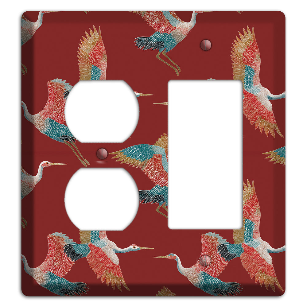 Crimson Heron Dance Duplex / Rocker Wallplate