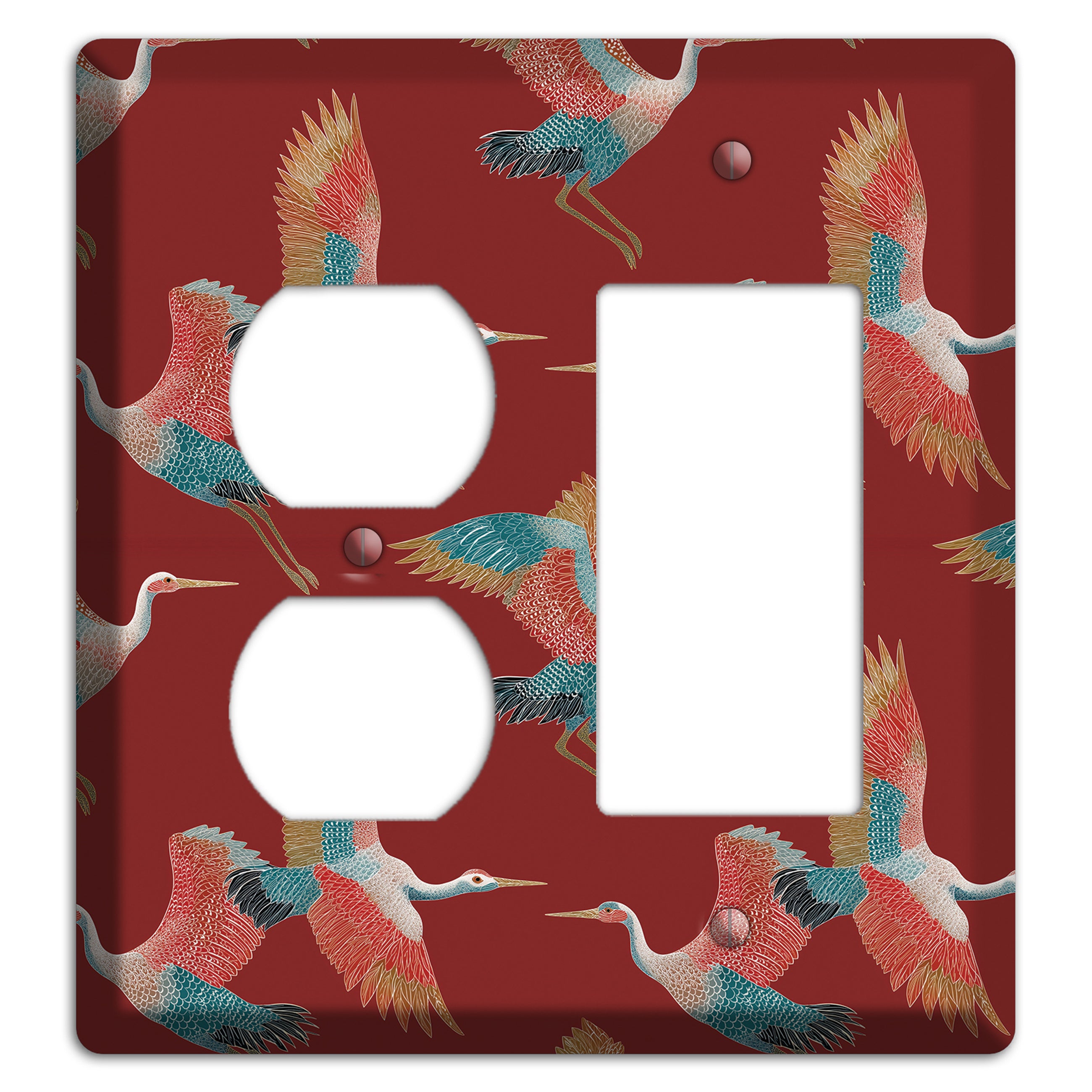 Crimson Heron Dance Duplex / Rocker Wallplate