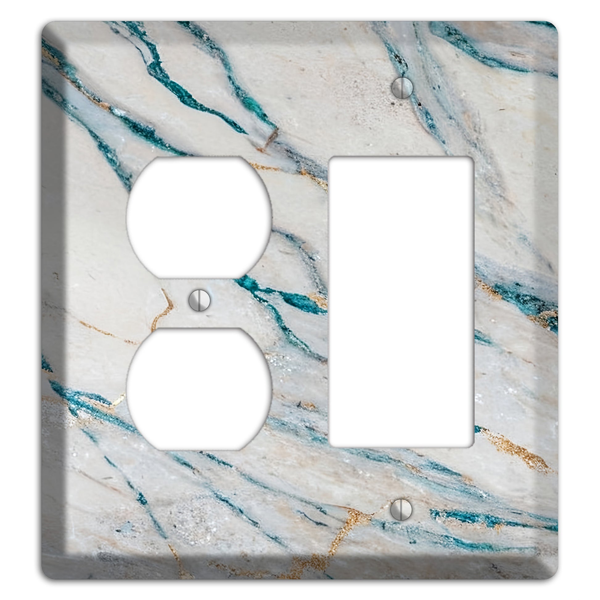 Bondi Blue Marble Duplex / Rocker Wallplate