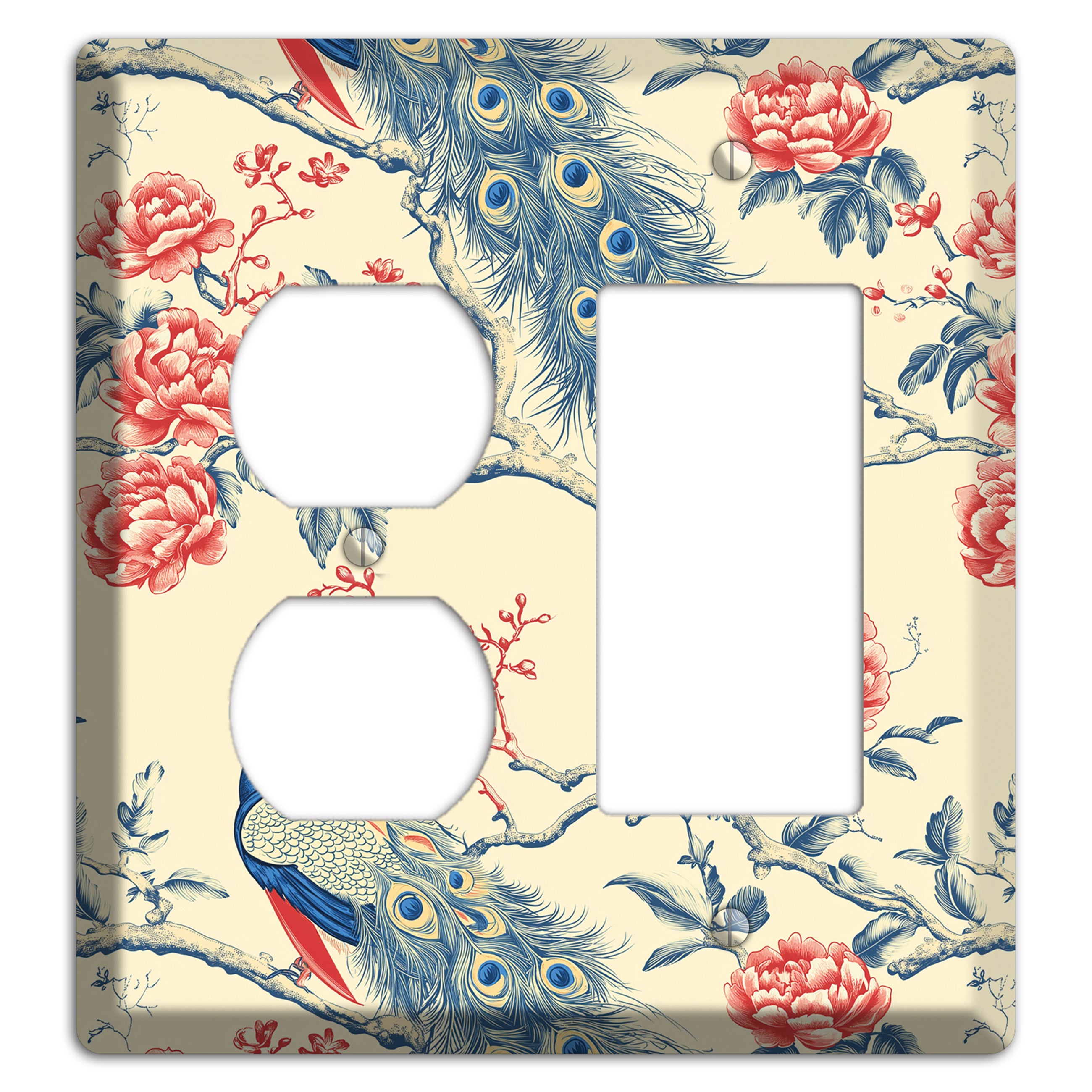 Peacock & Peony Duplex / Rocker Wallplate