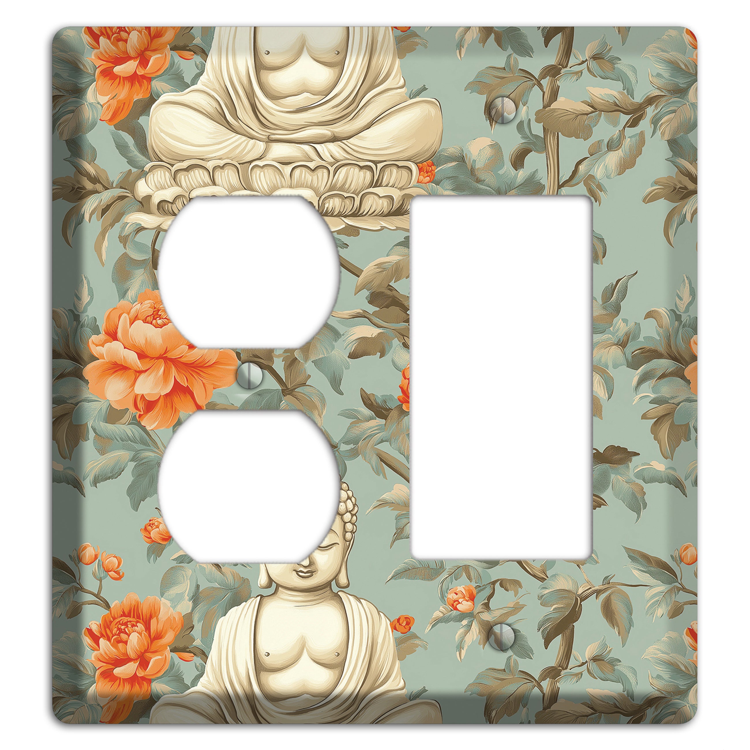 Lotus & Peony Duplex / Rocker Wallplate
