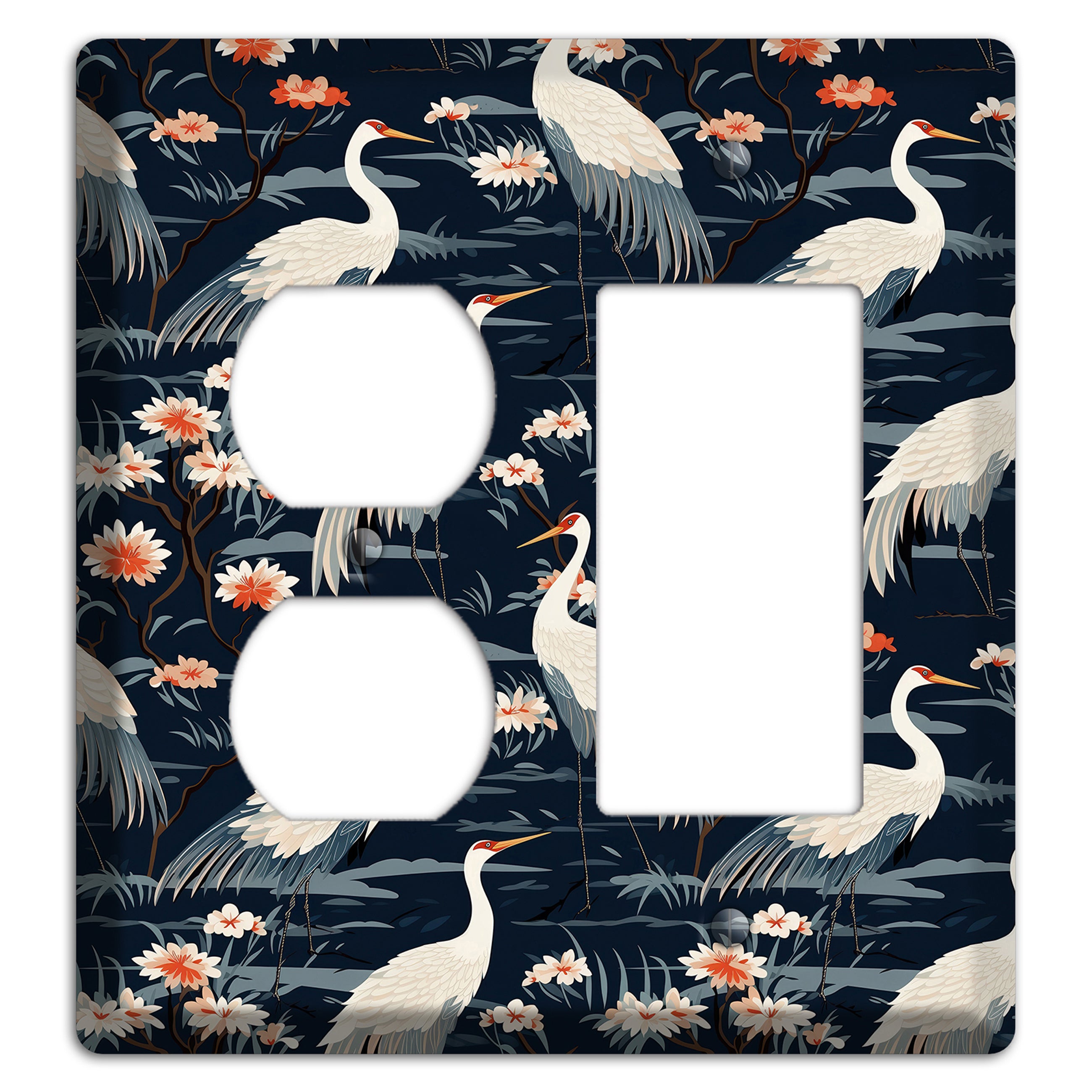 Navy Heron Nocturne Duplex / Rocker Wallplate