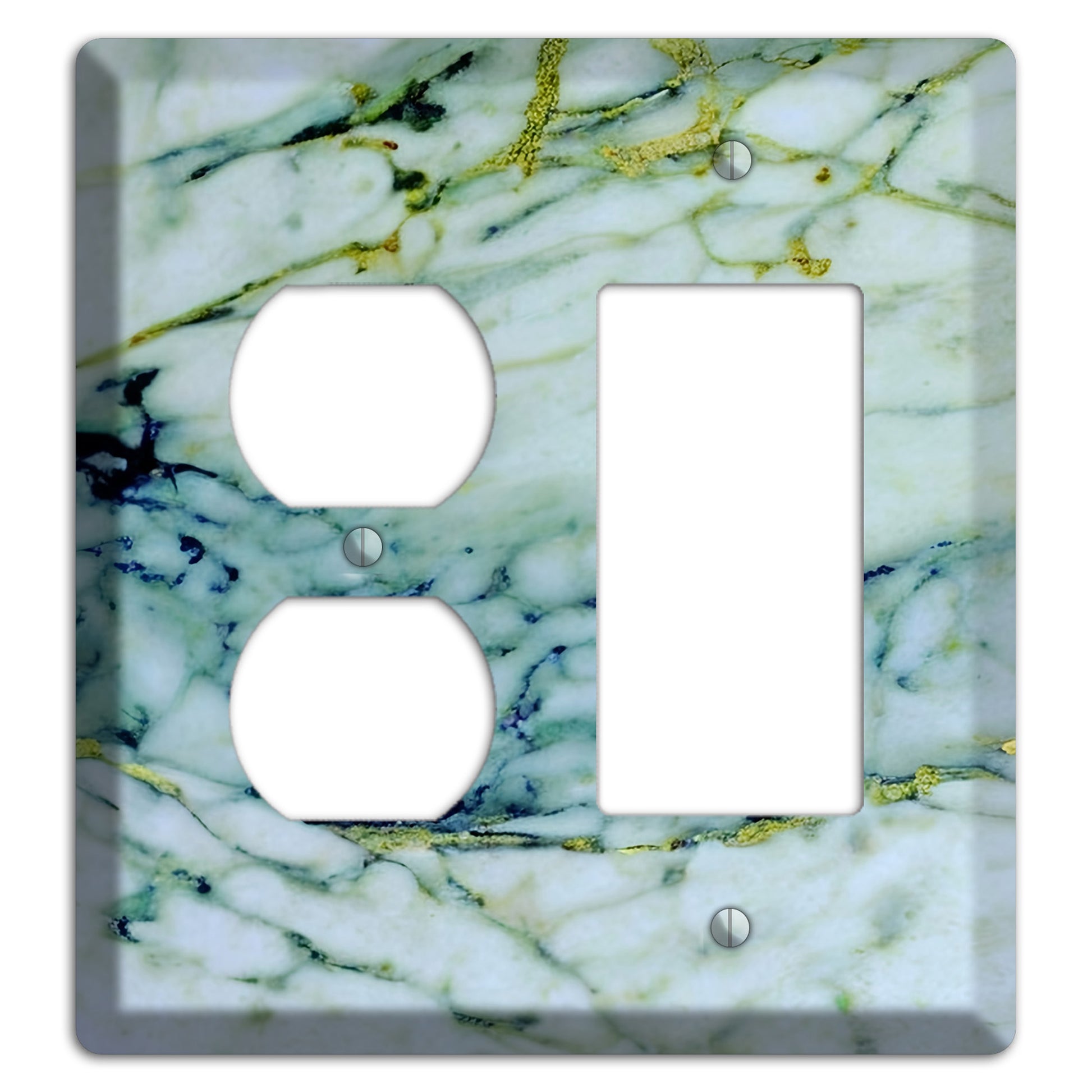 White, Green and Blue Marble Duplex / Rocker Wallplate